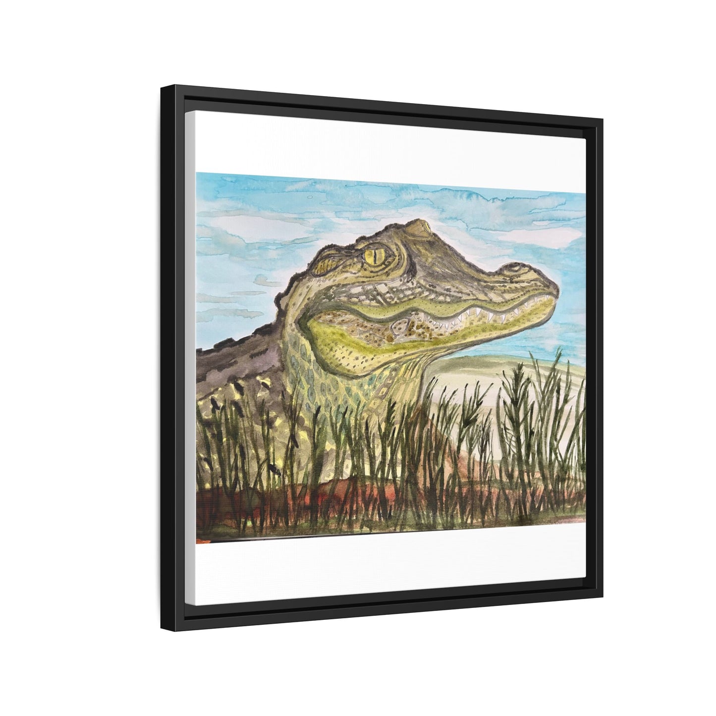 Texas Gator "Big Padre" Alligator Wall Art — Framed Matte Canvas Print