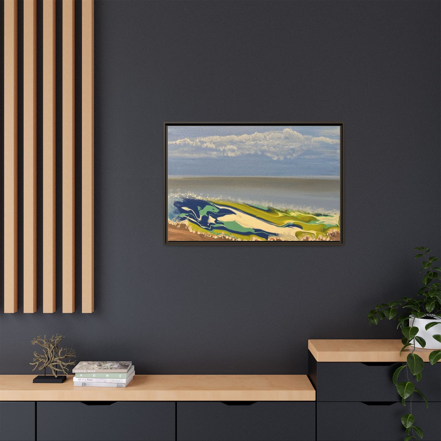 Sea Wash Matte Canvas, Framed (Multi-color)