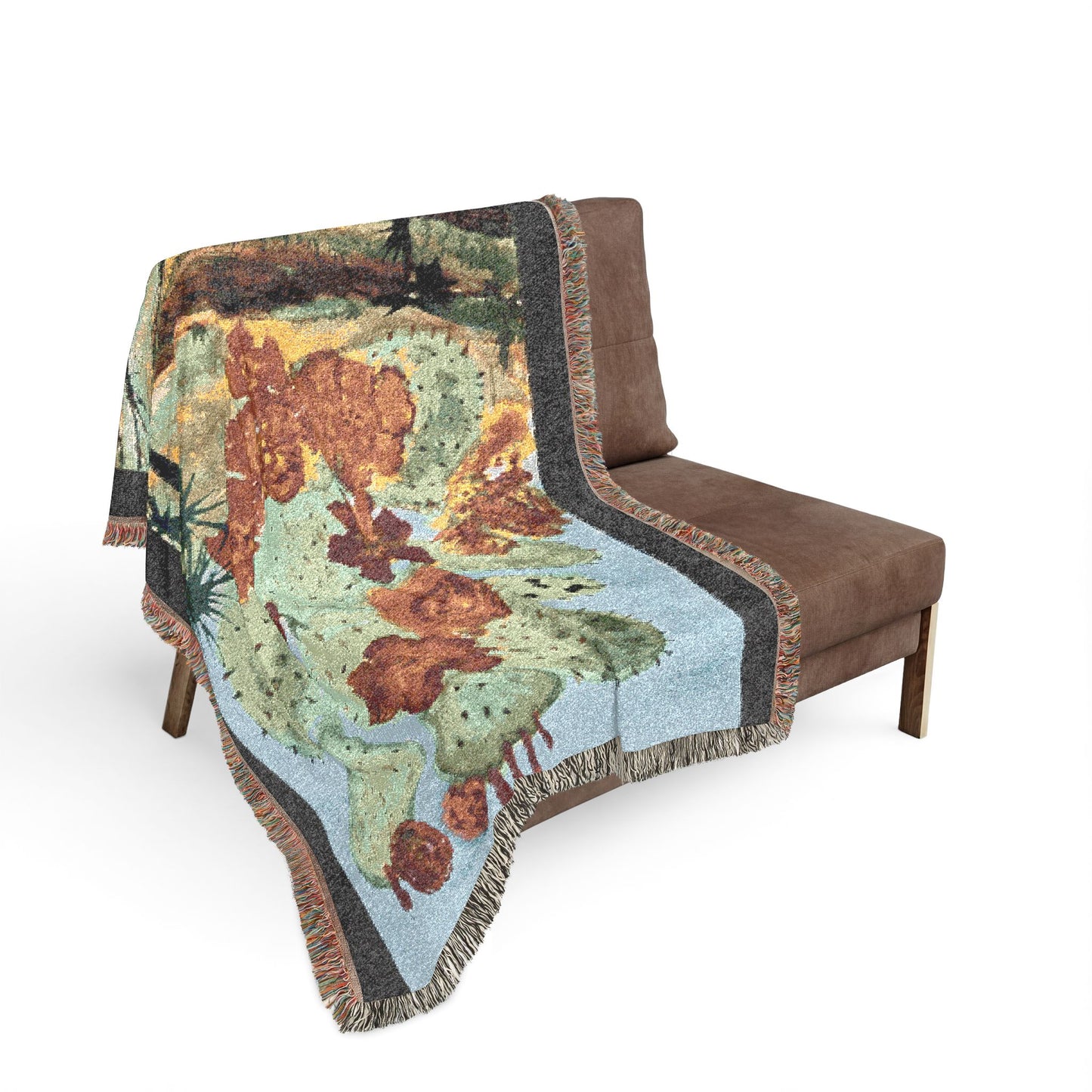 Prickly Pear Cactus Floral Watercolor Print by Dr. Q - Woven Blanket