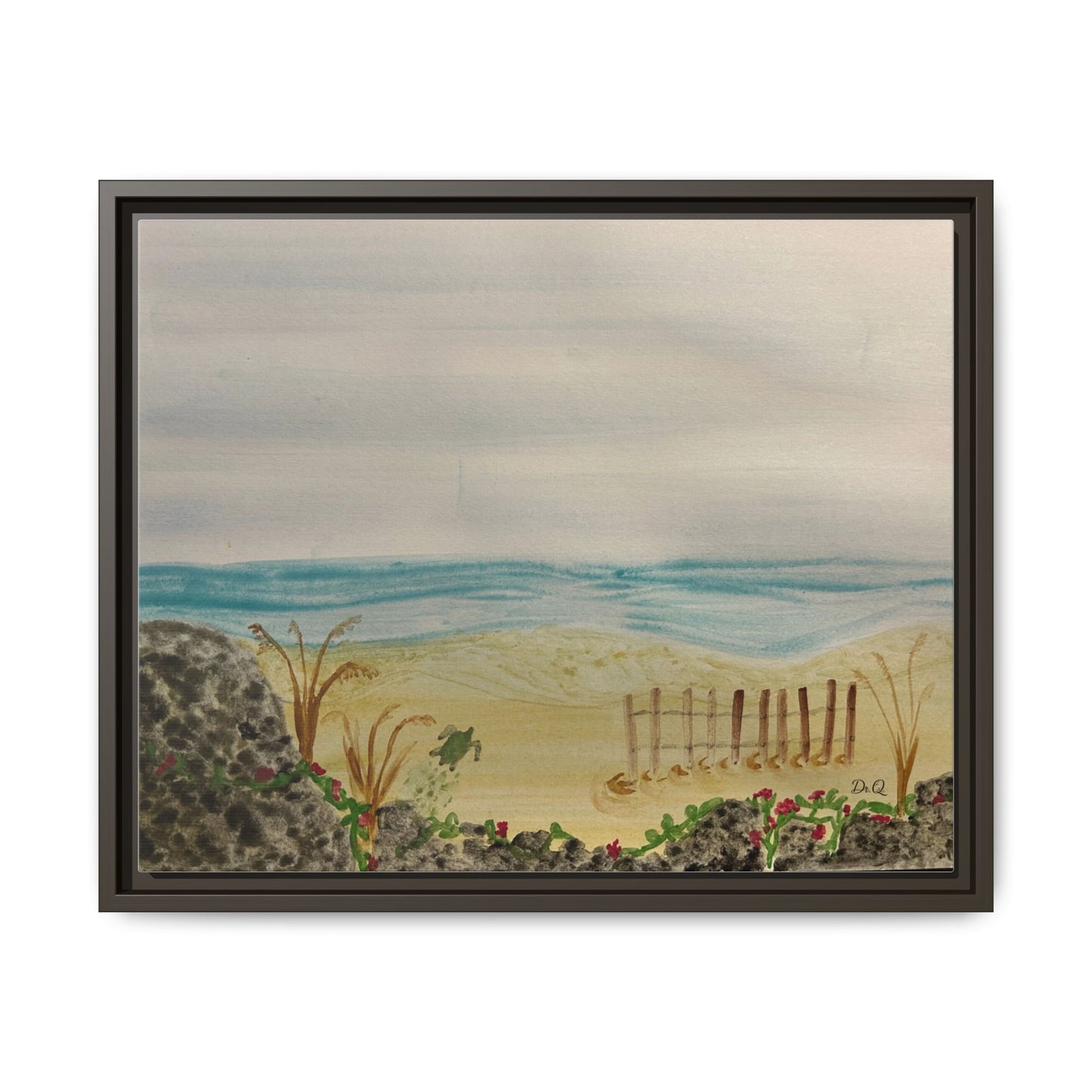 Coastal Beach Scene Matte Canvas Print (Framed)
