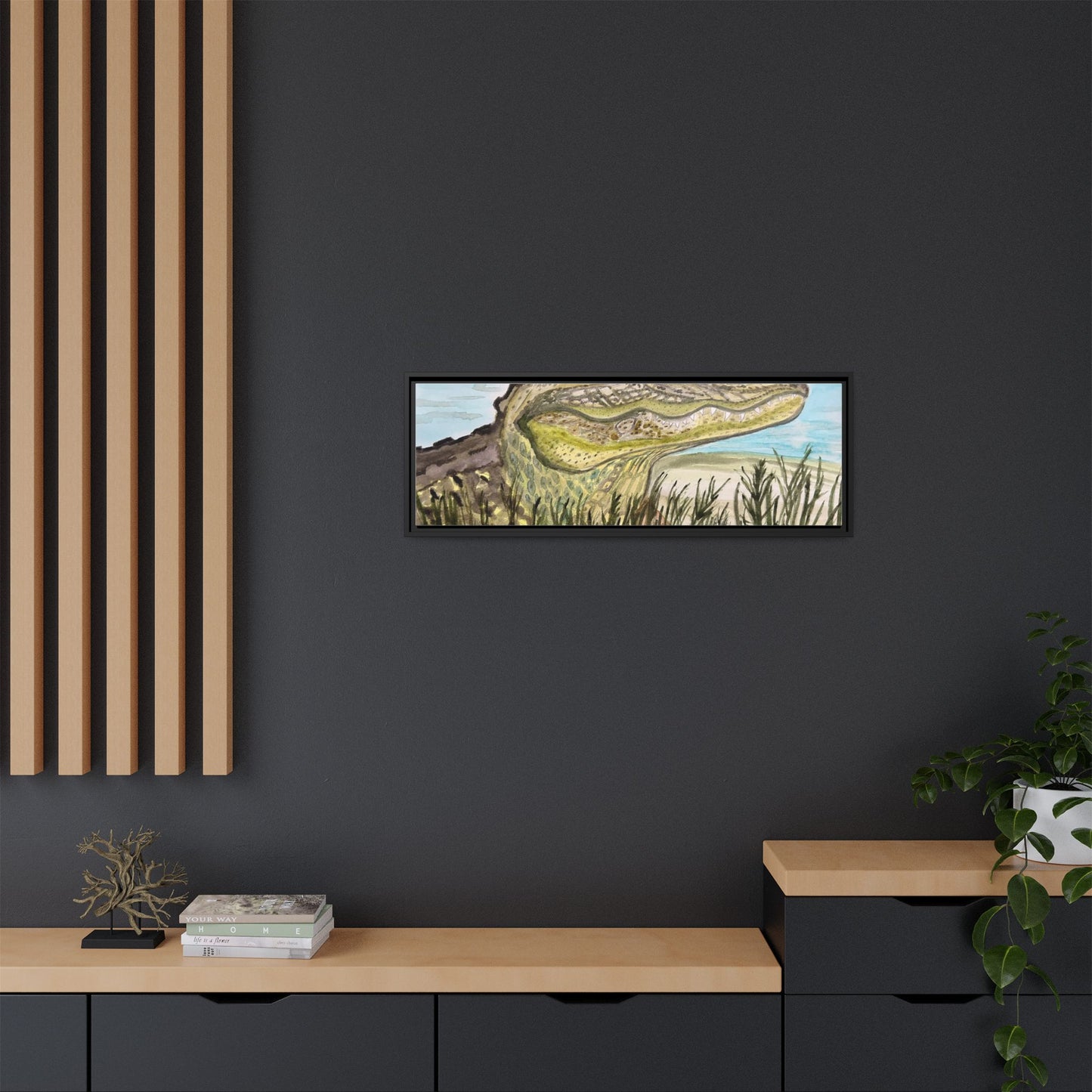 Texas Gator "Big Padre" Alligator Wall Art — Framed Matte Canvas Print