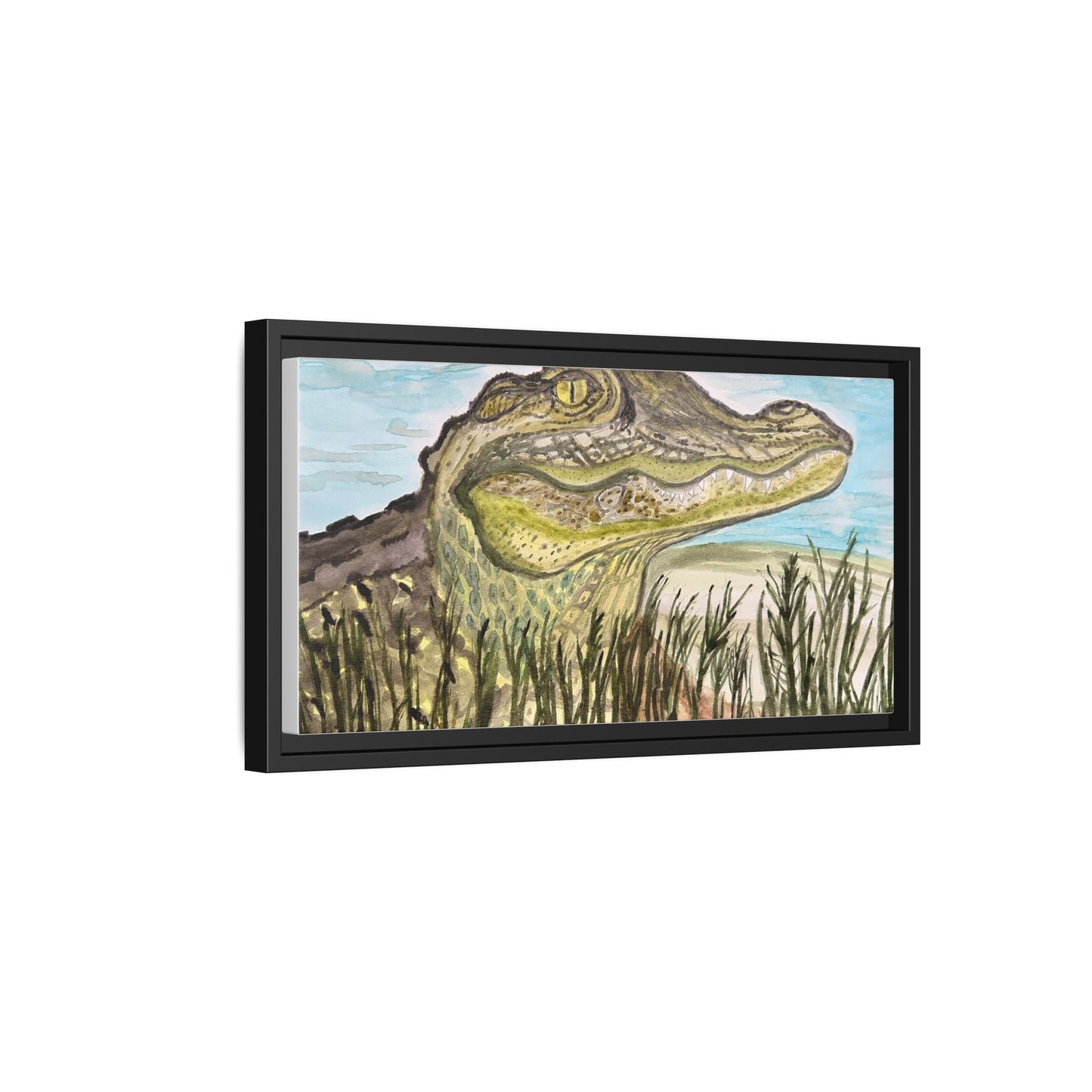 Texas Gator "Big Padre" Alligator Wall Art — Framed Matte Canvas Print