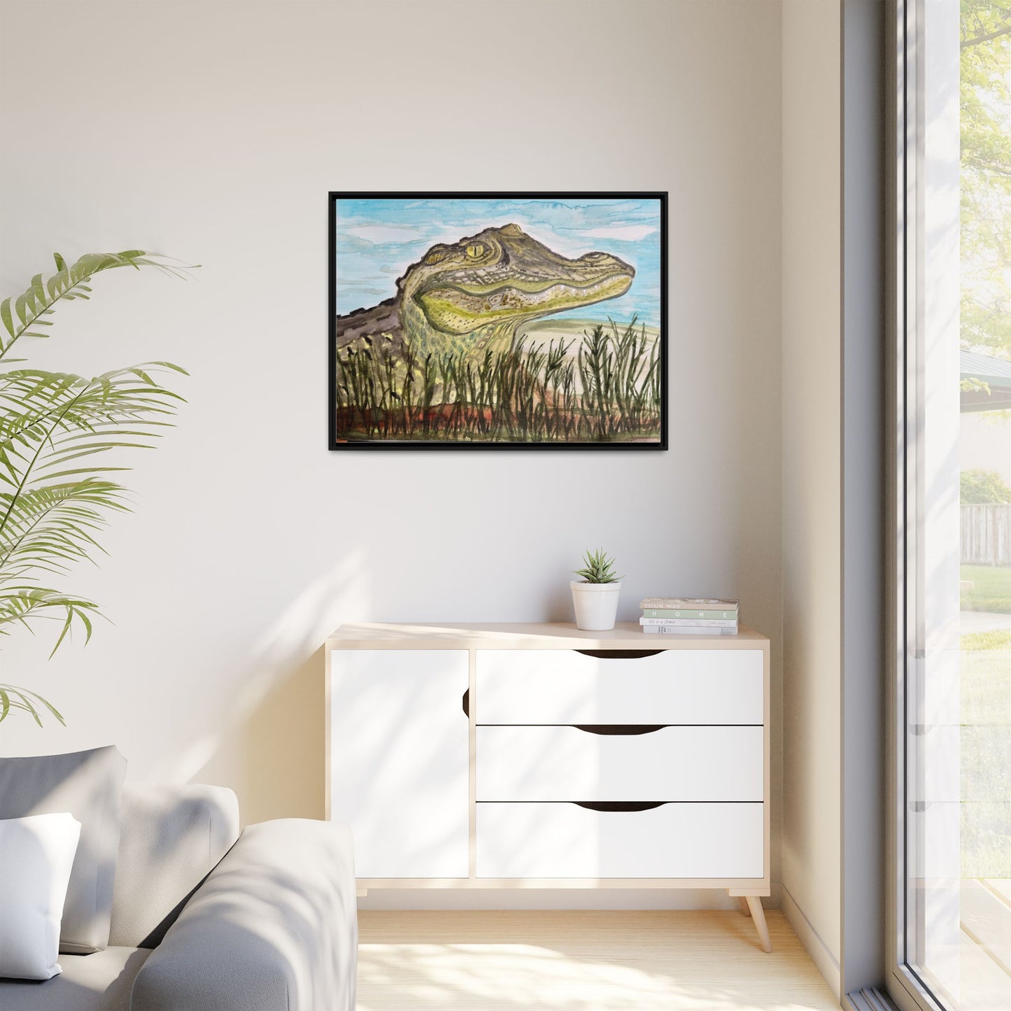 Texas Gator "Big Padre" Alligator Wall Art — Framed Matte Canvas Print