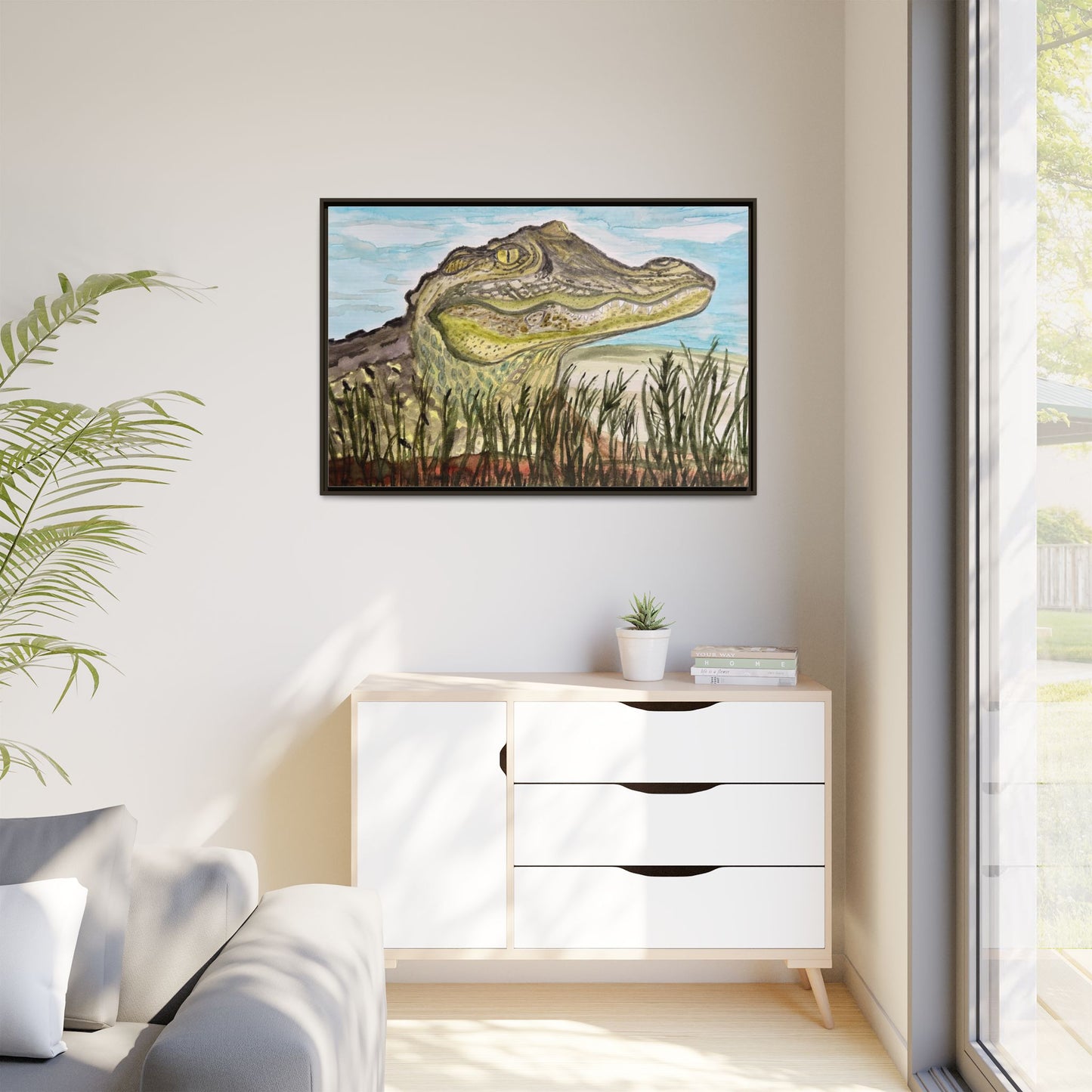 Texas Gator "Big Padre" Alligator Wall Art — Framed Matte Canvas Print