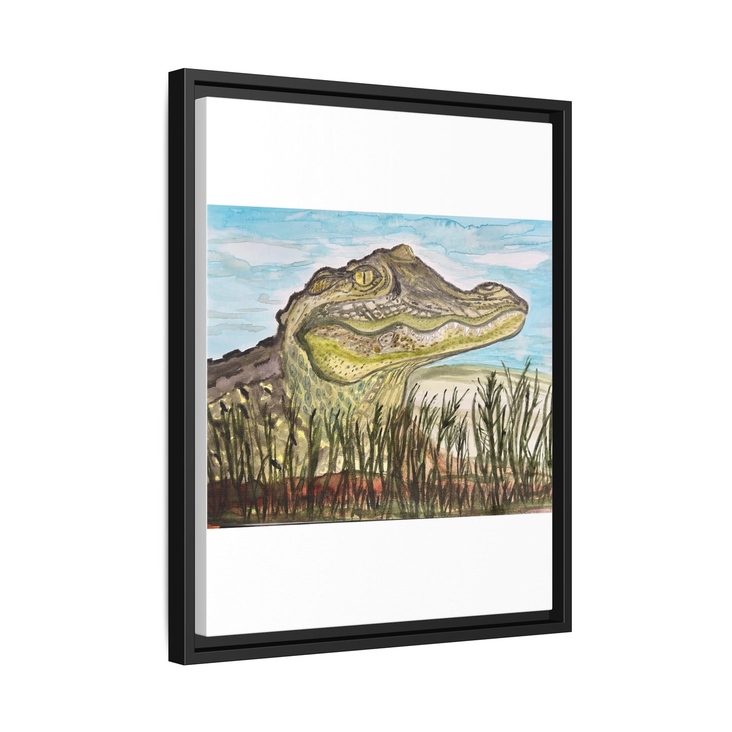 Texas Gator "Big Padre" Alligator Wall Art — Framed Matte Canvas Print