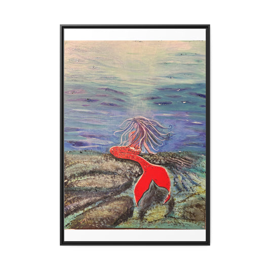 Mermaid Matte Canvas, Black Frame