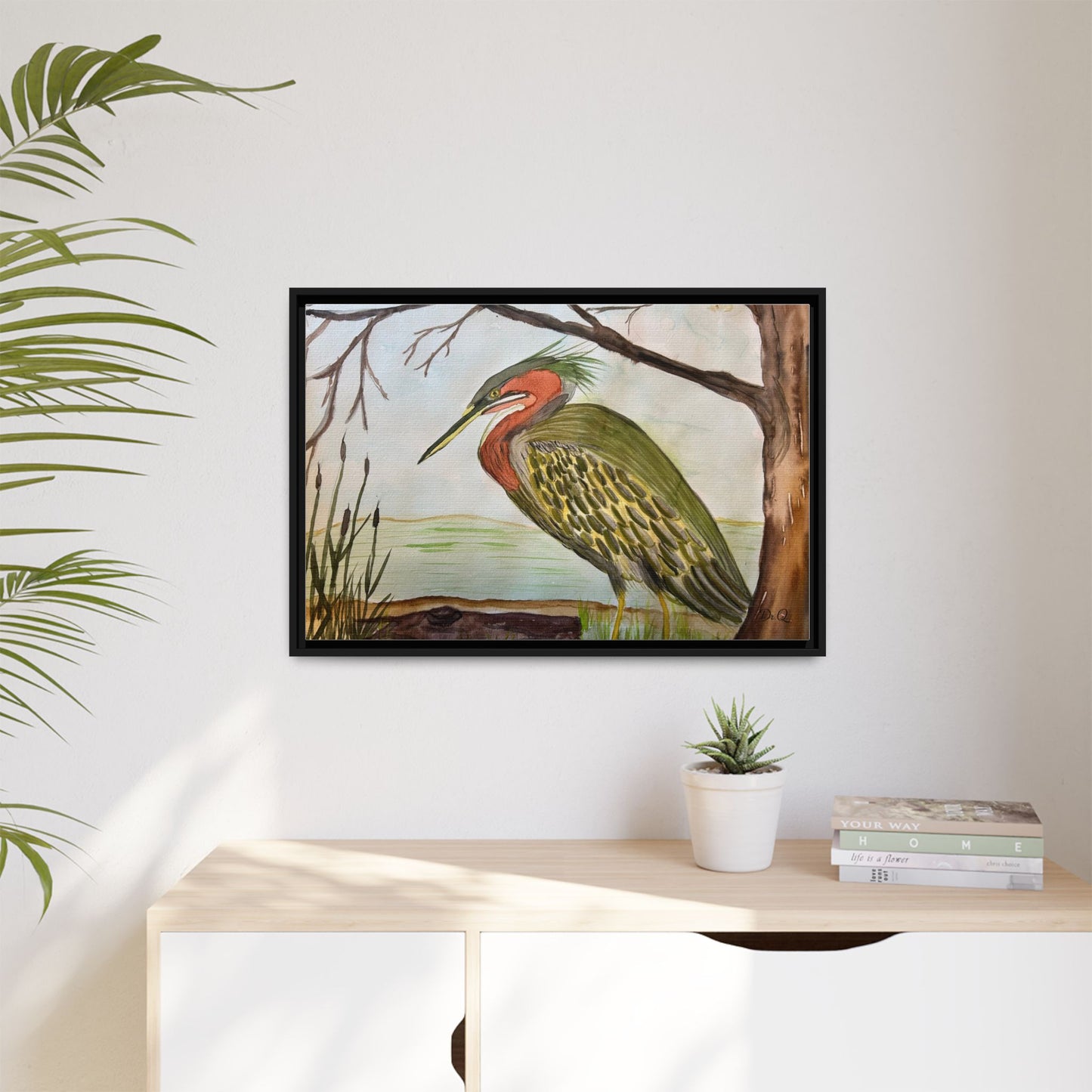 Green Heron Wetlands Print on Canvas