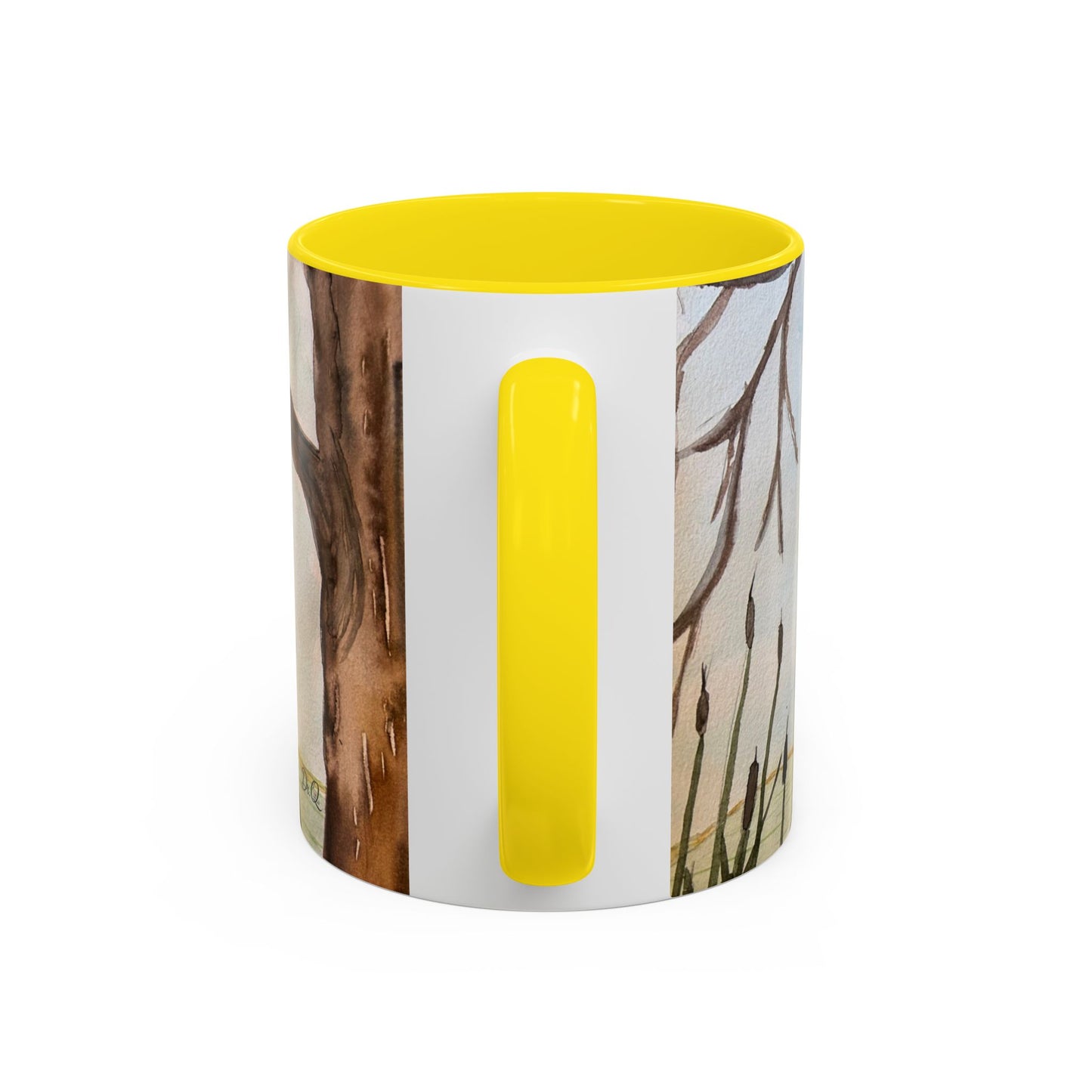 Green Heron Watercolor Accent Coffee Mug — Nature Bird Watercolor (11/15oz)