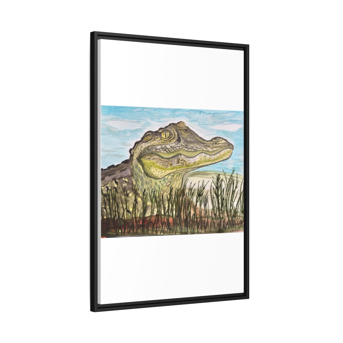 Texas Gator "Big Padre" Alligator Wall Art — Framed Matte Canvas Print