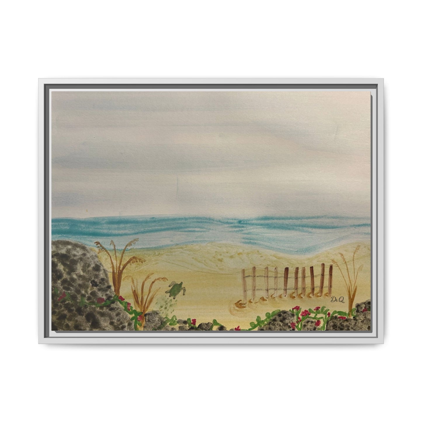 Coastal Beach Scene Matte Canvas Print (Framed)