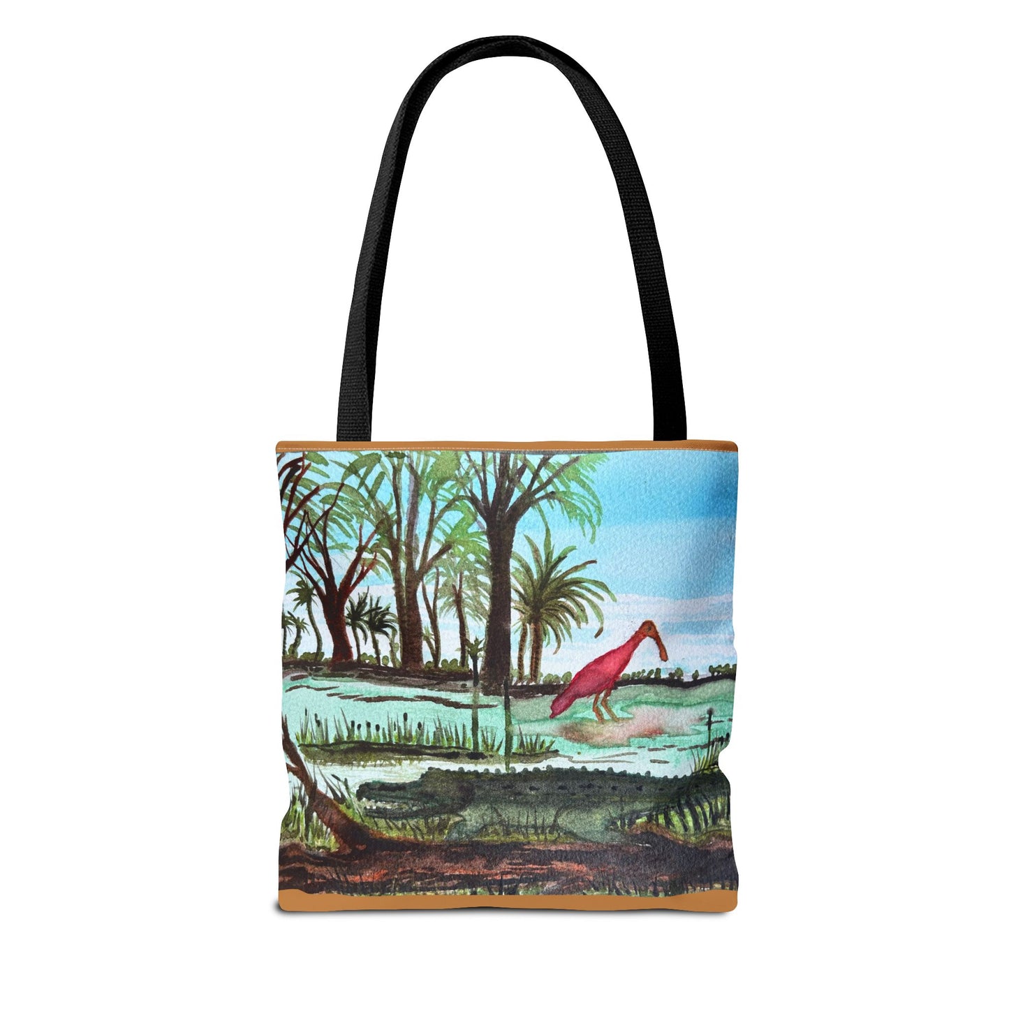 Texas Gator & Roseate Spoonbill Tote Bag — Bold All-Over Print