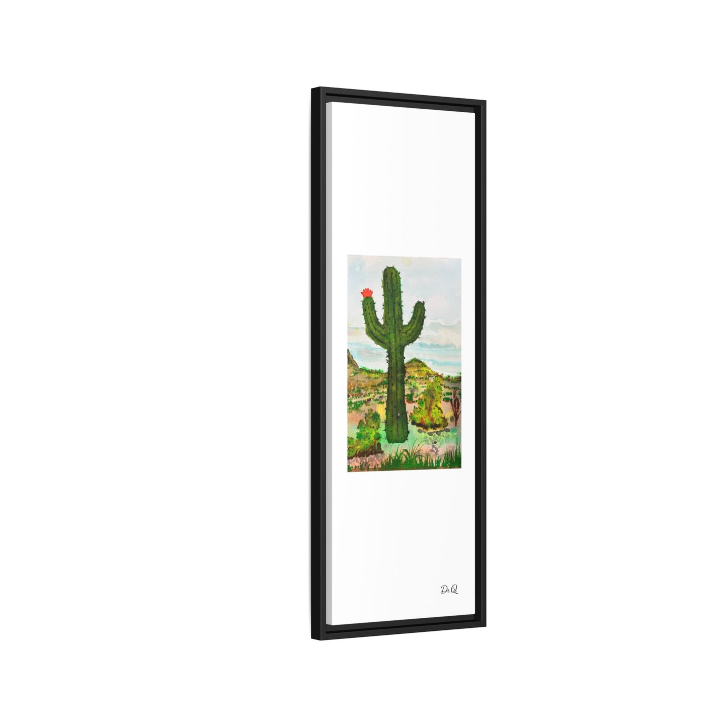 Framed Cactus Canvas Print — Desert Watercolor Wall Art