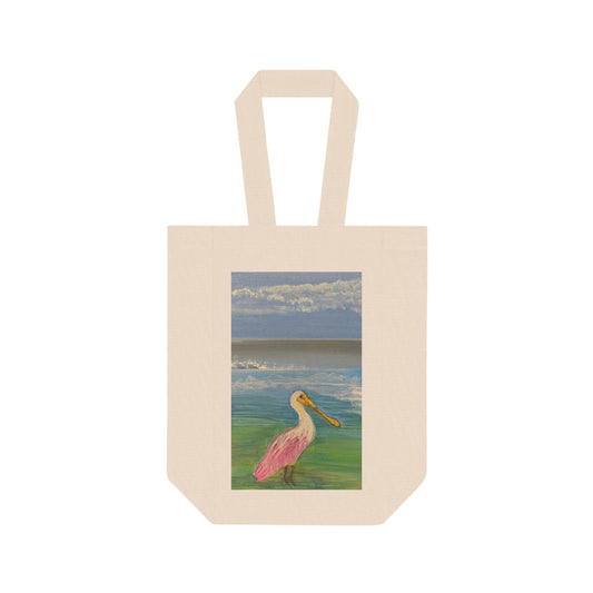 Wine Tote Bag - Roseate Spoonbill Bird at Beach