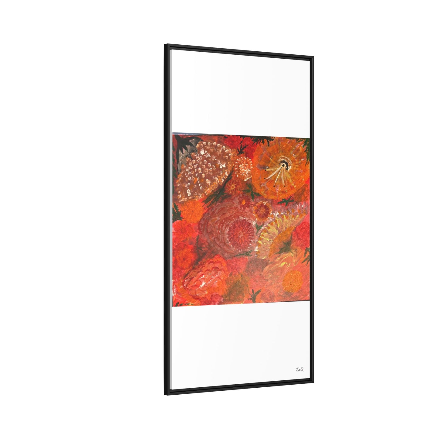 "Floral Burst" Abstract Red Floral Matte Canvas Framed Wall Art