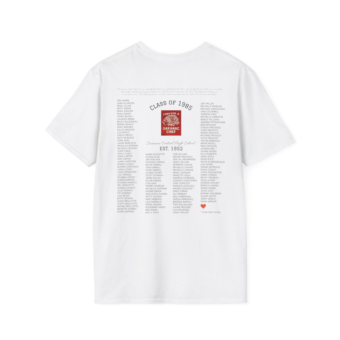 Saranac Chiefs Class of '85 Reunion Unisex T-Shirt - Nostalgic College Tee, Class of 1985 Spirit Wear, Forever a Chief Apparel, Vintage Fan Top