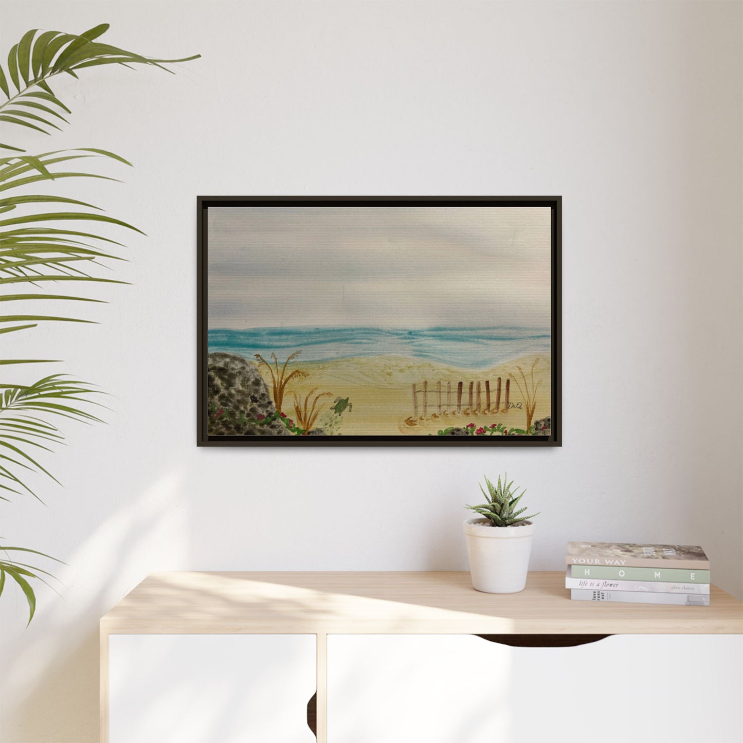 Coastal Beach Scene Matte Canvas Print (Framed)