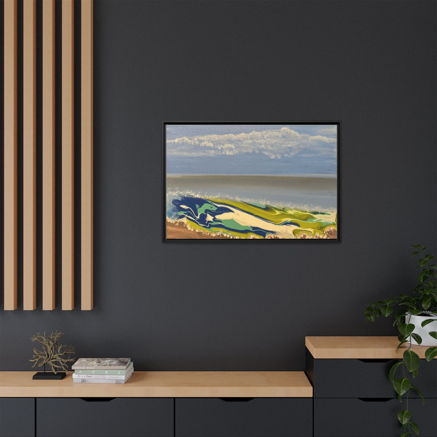 Sea Wash Matte Canvas, Framed (Multi-color)