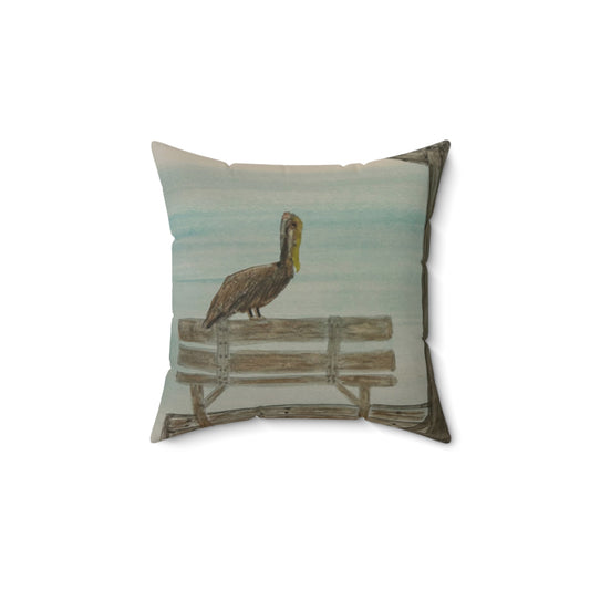 Pelican Bench Spun Polyester Square Pillow