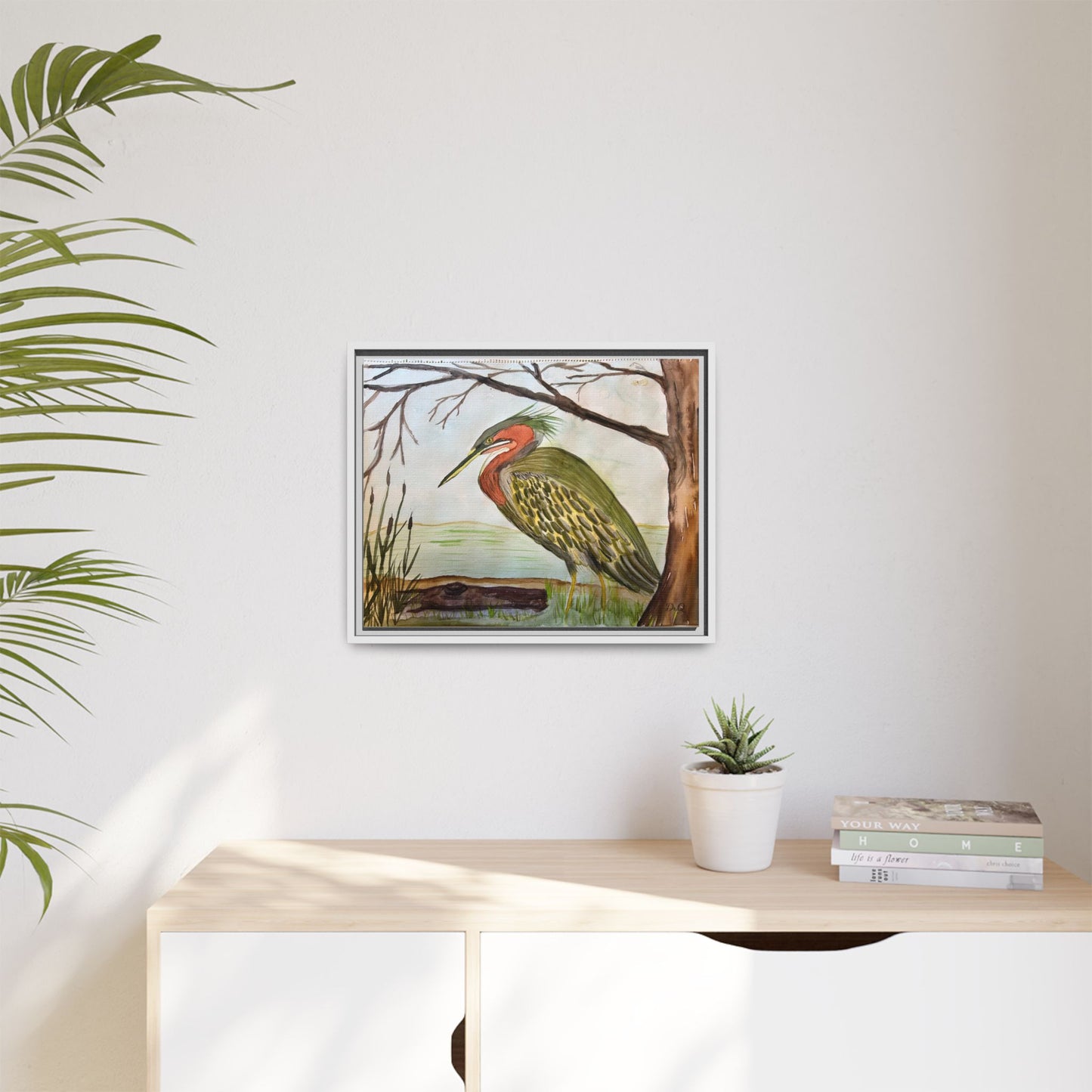Green Heron Wetlands Print on Canvas