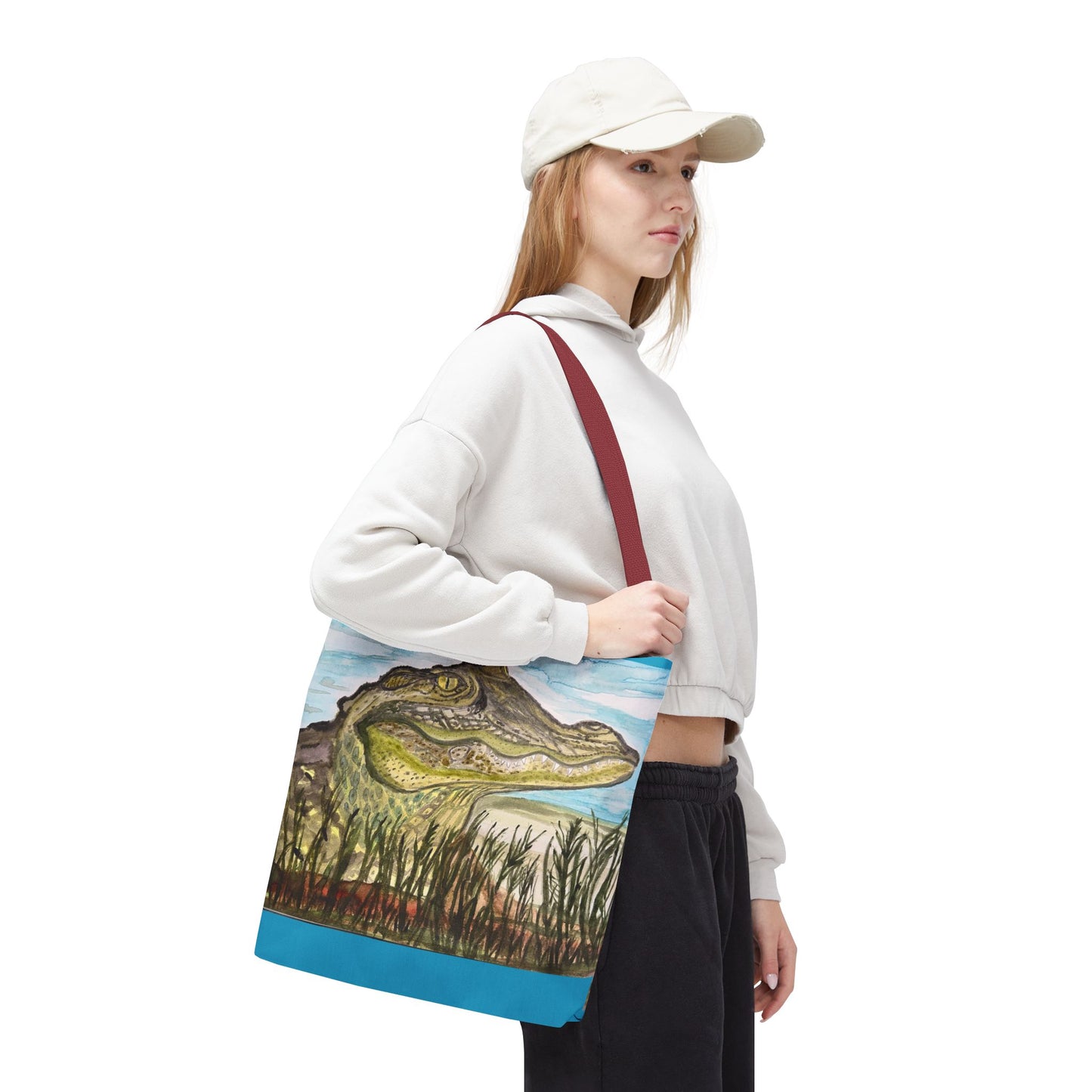 Texas Gator "Big Padre" Alligator Marsh Tote Bag — Wildlife Art Canvas Beach & Market Tote
