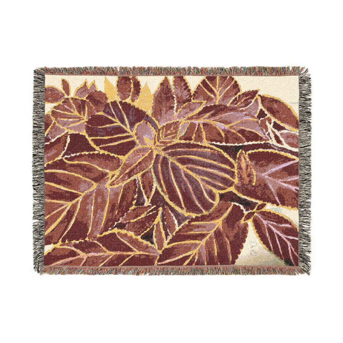 Coleus Botanical Leaves Woven Blanket — Autumn Palette Throw by Dr. Q