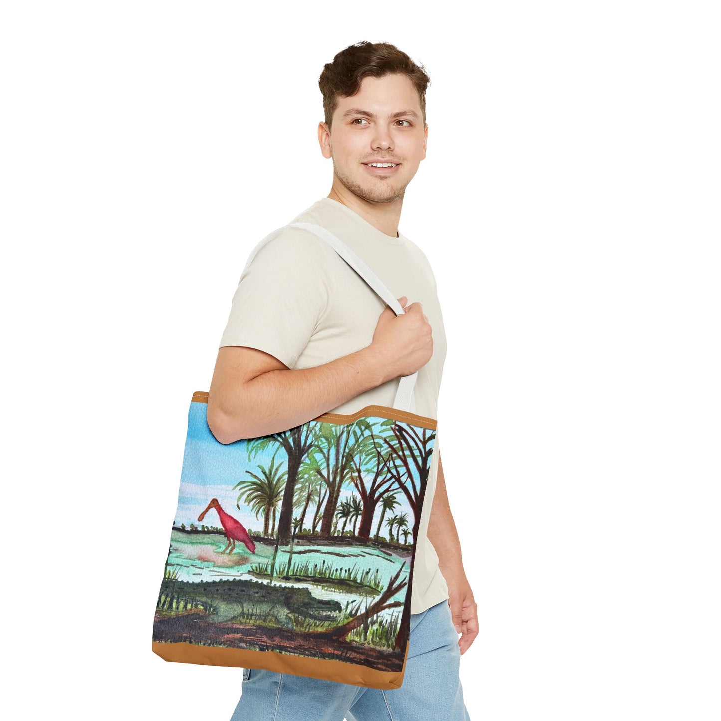 Texas Gator & Roseate Spoonbill Tote Bag — Bold All-Over Print