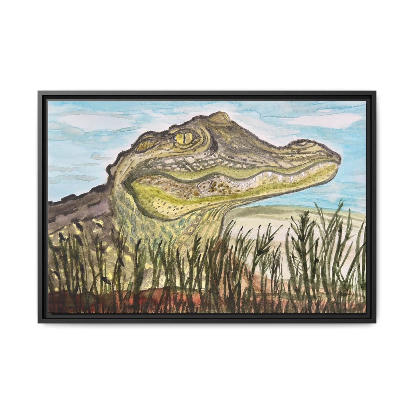 Texas Gator "Big Padre" Alligator Wall Art — Framed Matte Canvas Print