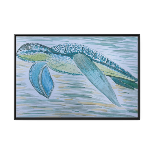 Sea Turtle Matte Canvas, Black Frame