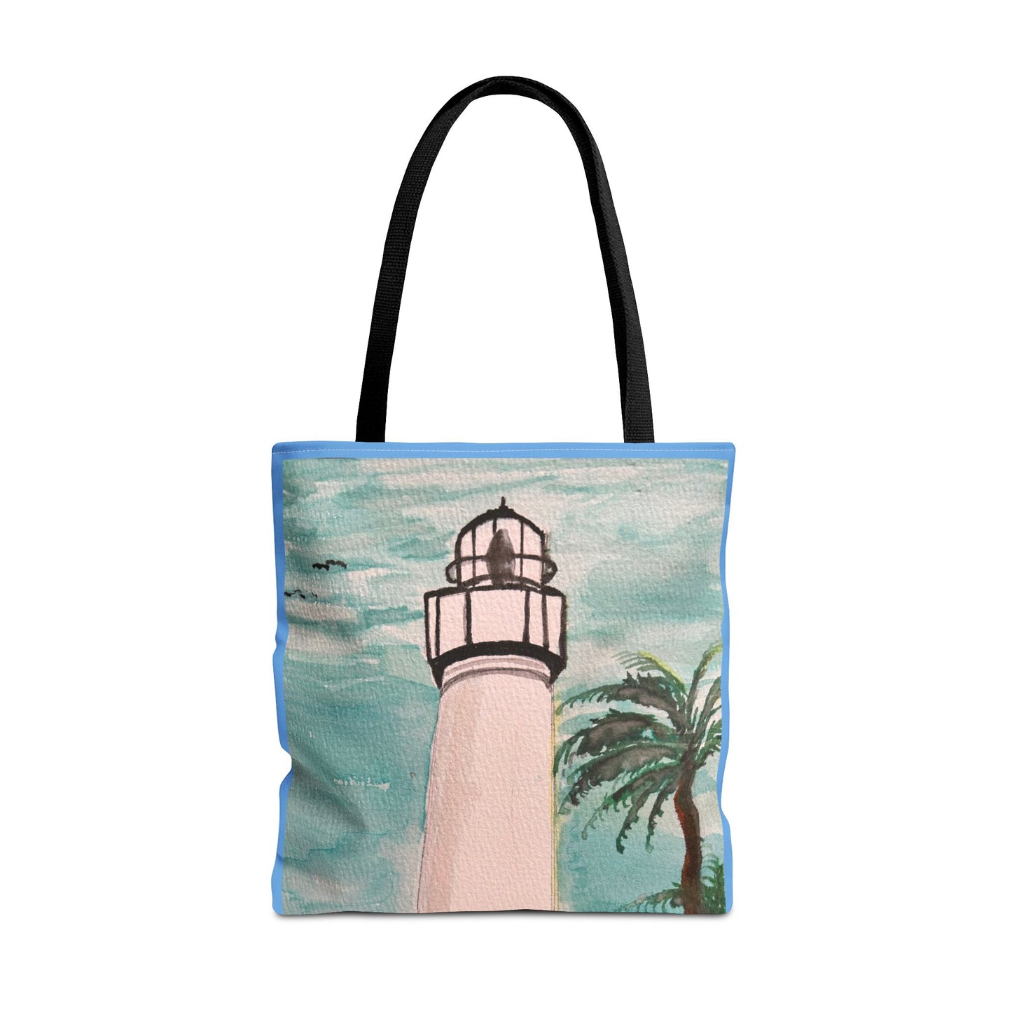 Coastal Lighthouse Tote Bag — Beachy Palm Print All-Over-Print Tote