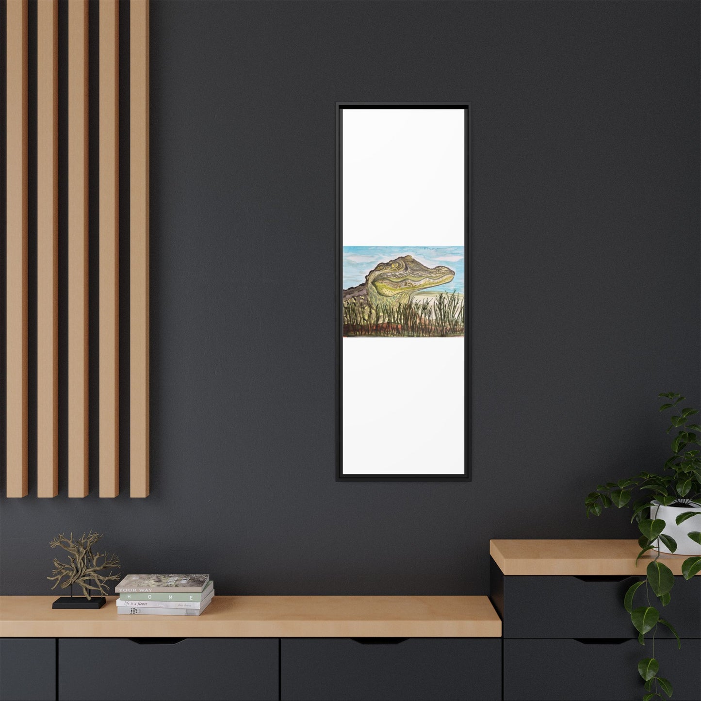 Texas Gator "Big Padre" Alligator Wall Art — Framed Matte Canvas Print