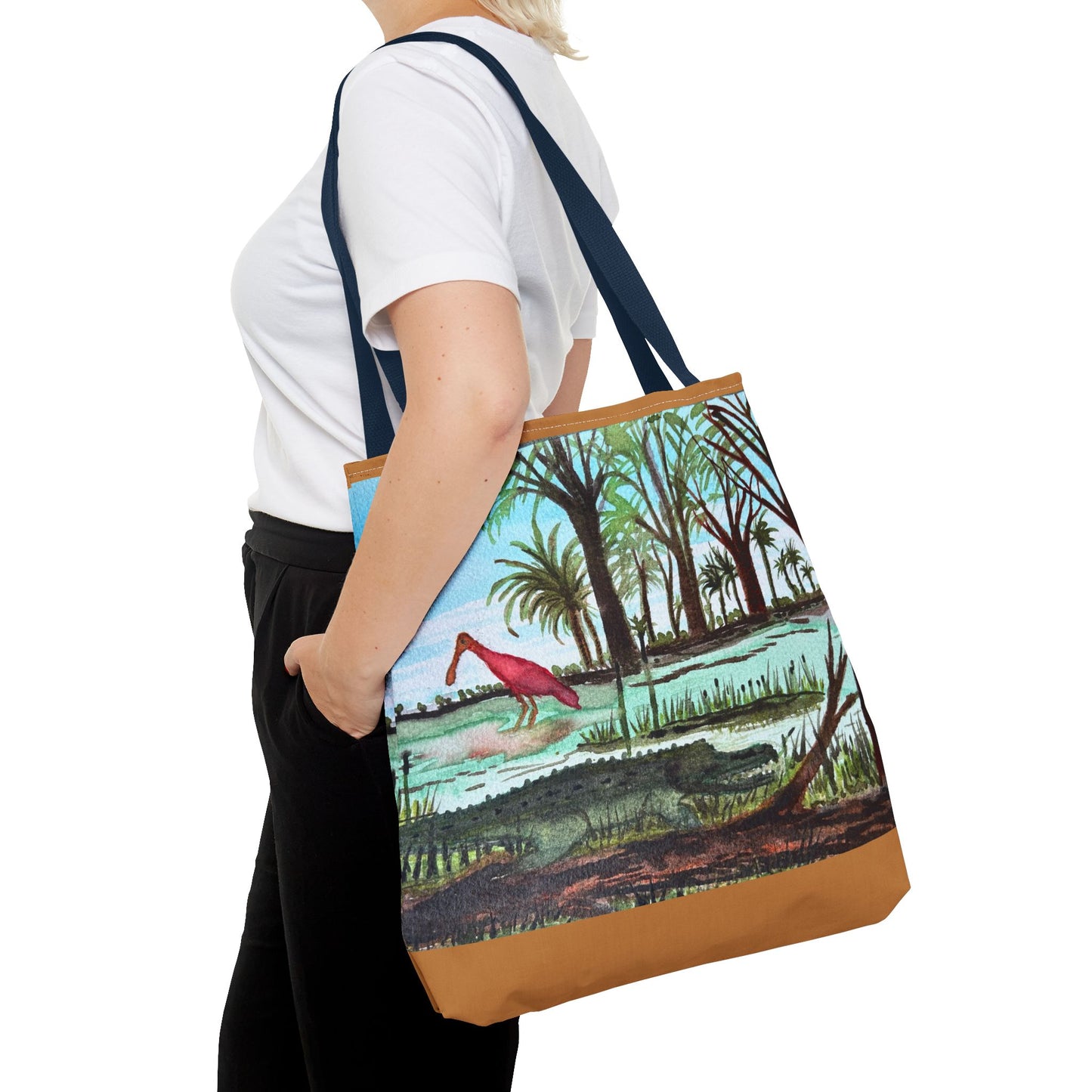 Texas Gator & Roseate Spoonbill Tote Bag — Bold All-Over Print