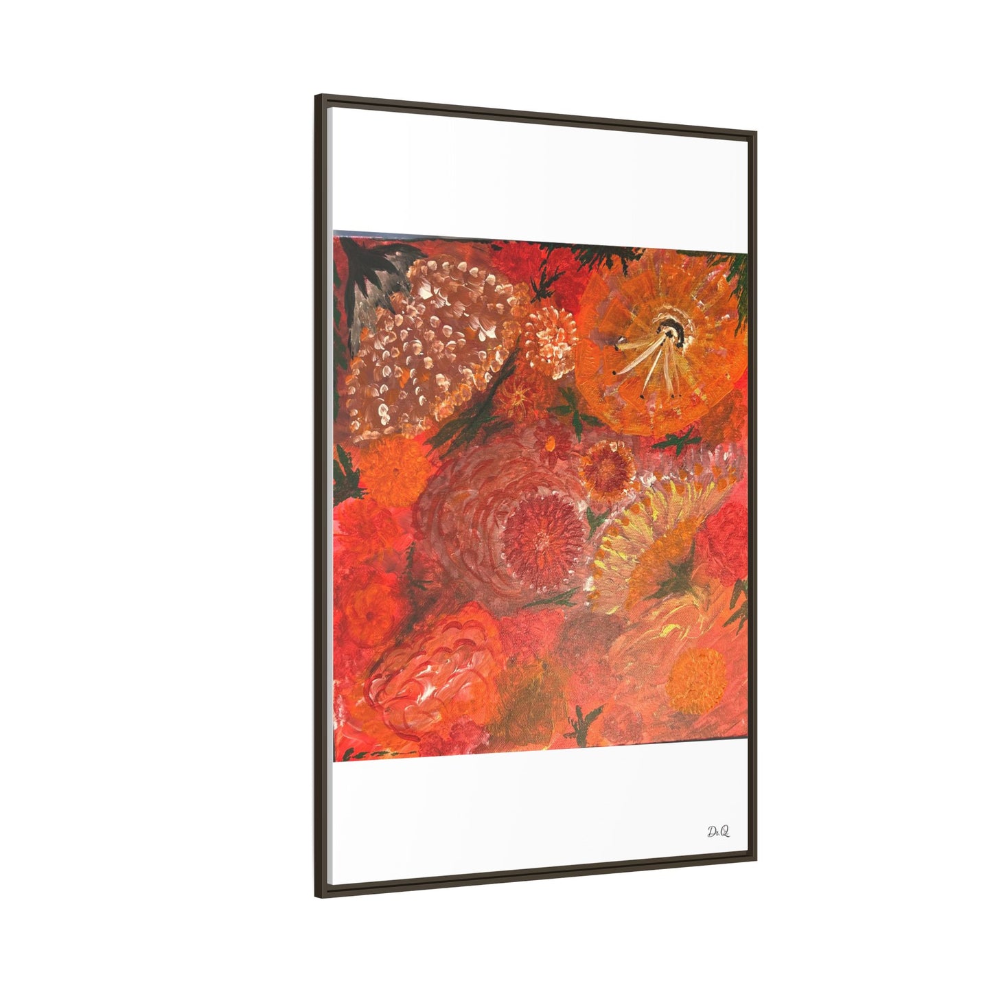 "Floral Burst" Abstract Red Floral Matte Canvas Framed Wall Art