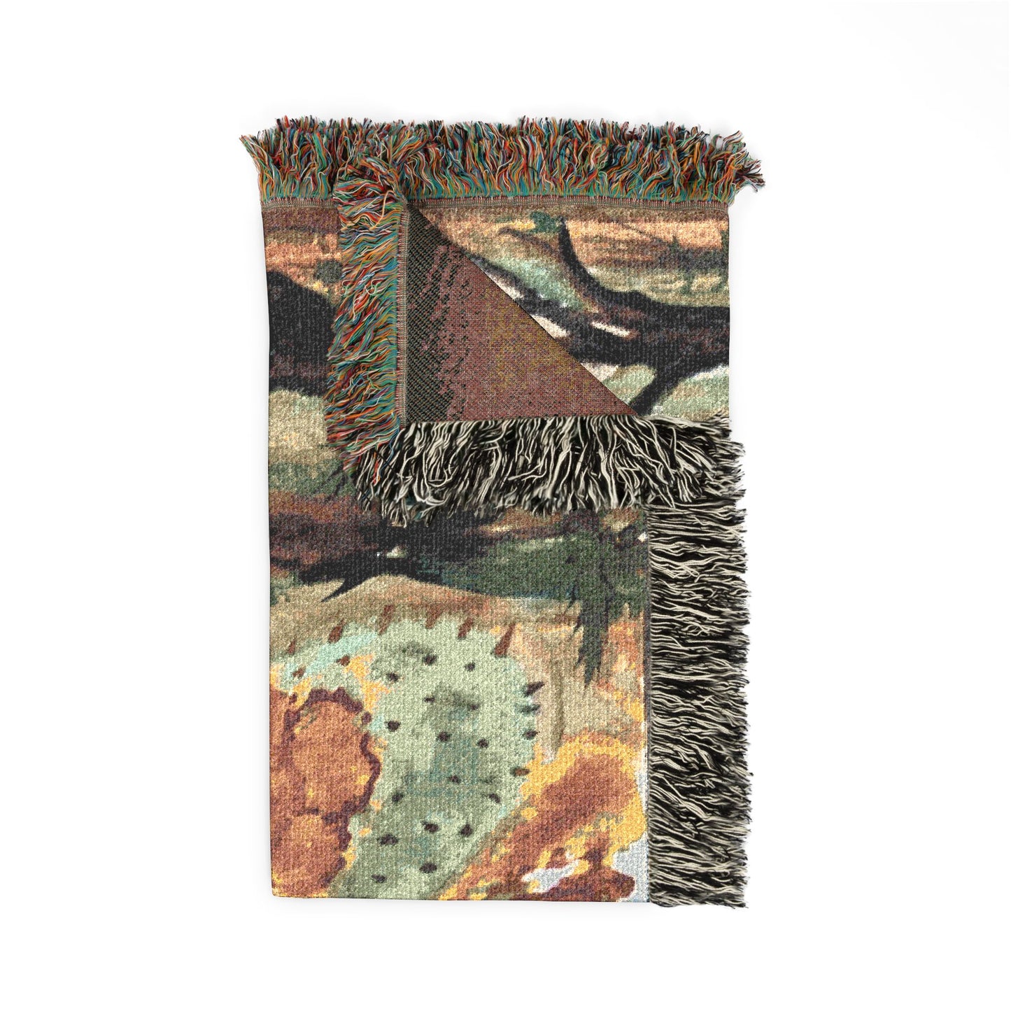 Prickly Pear Cactus Floral Watercolor Print by Dr. Q - Woven Blanket