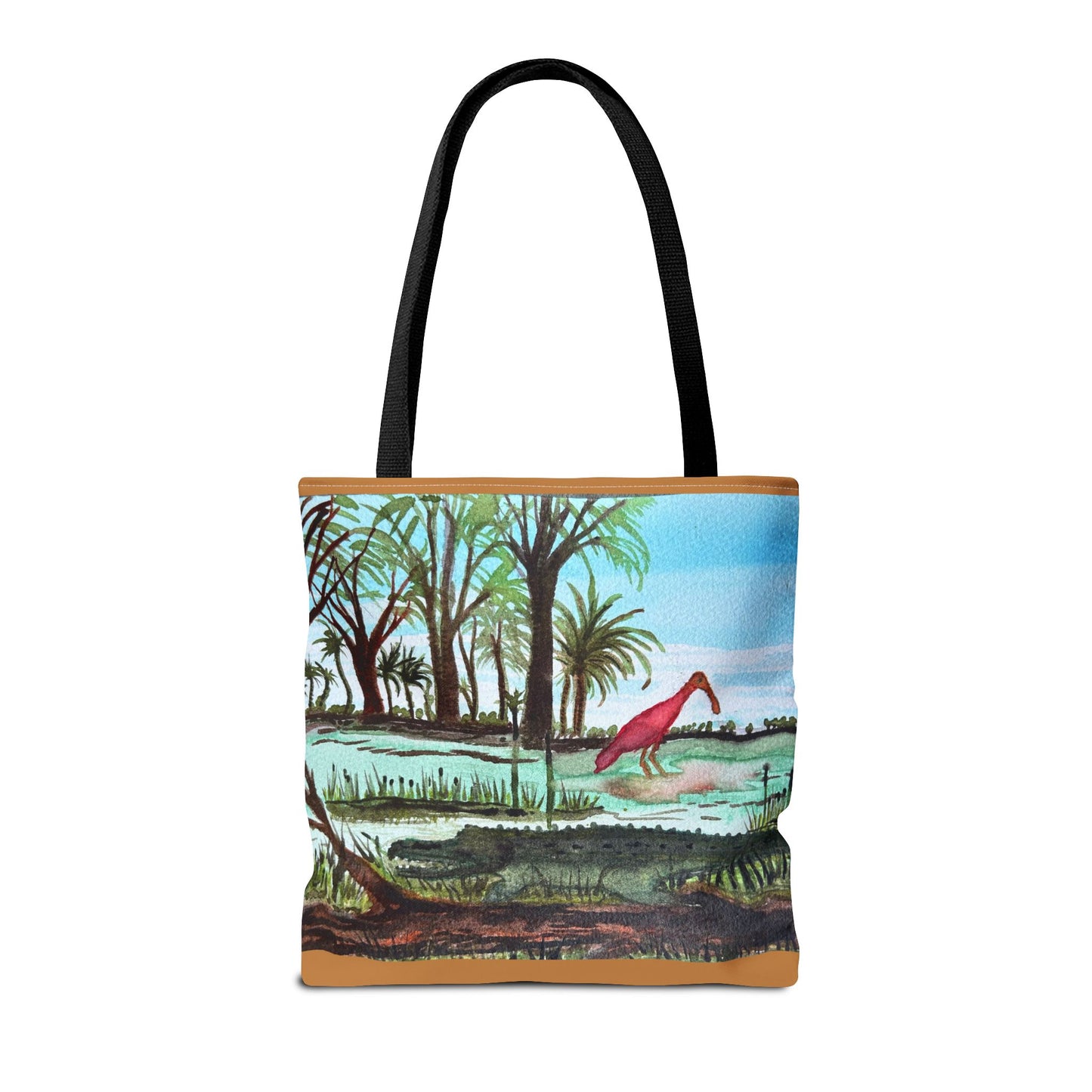 Texas Gator & Roseate Spoonbill Tote Bag — Bold All-Over Print