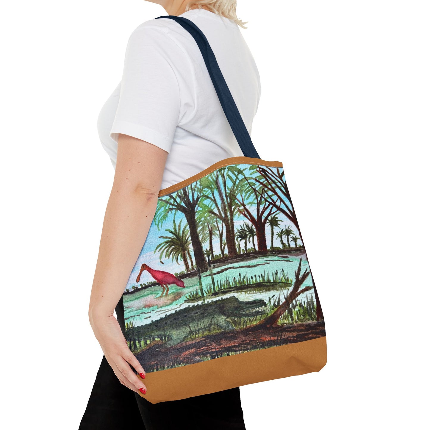 Texas Gator & Roseate Spoonbill Tote Bag — Bold All-Over Print