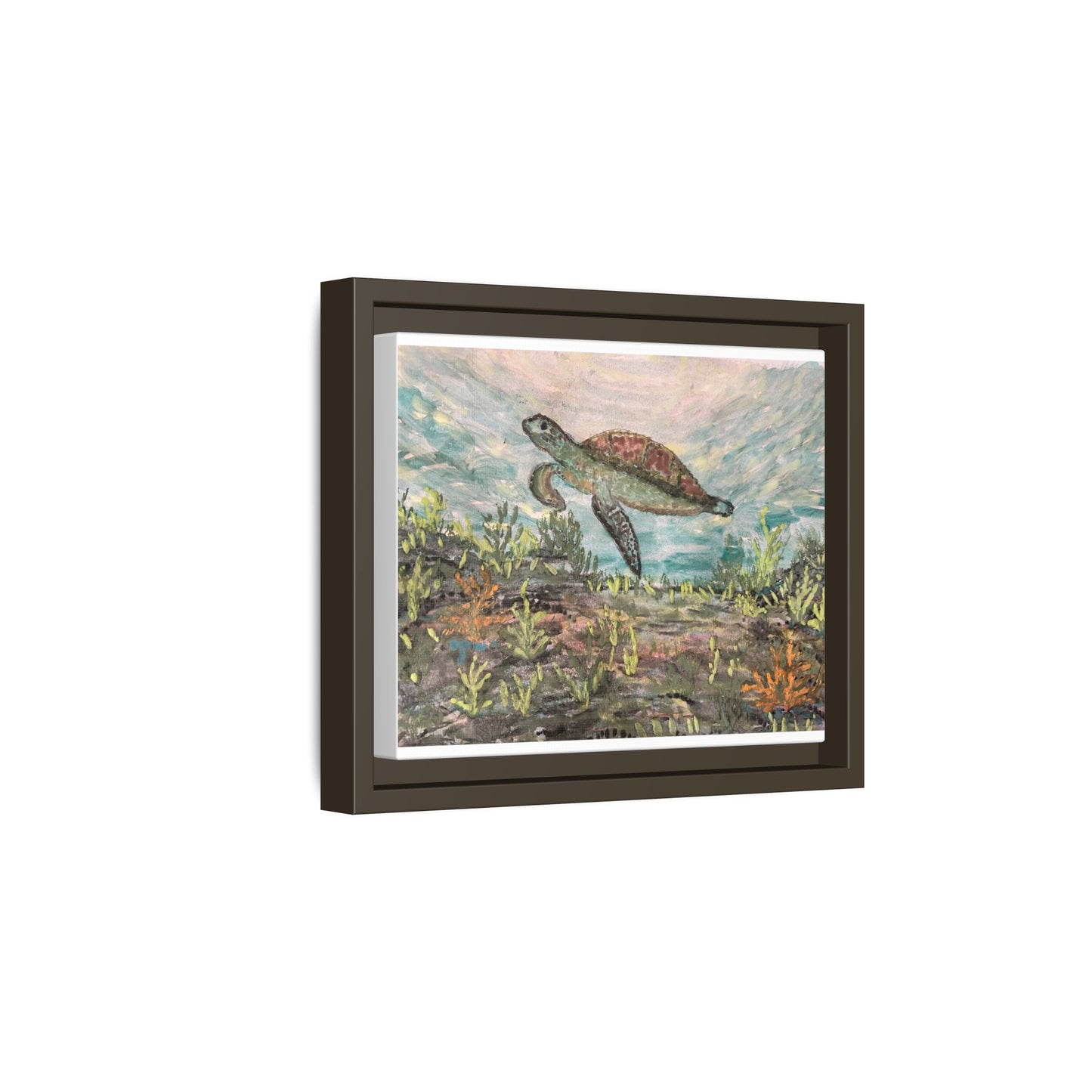 Sea Turtle Matte Canvas, Framed (Multi-color)