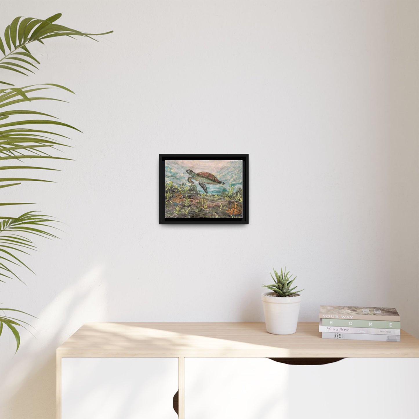 Sea Turtle Matte Canvas, Framed (Multi-color)