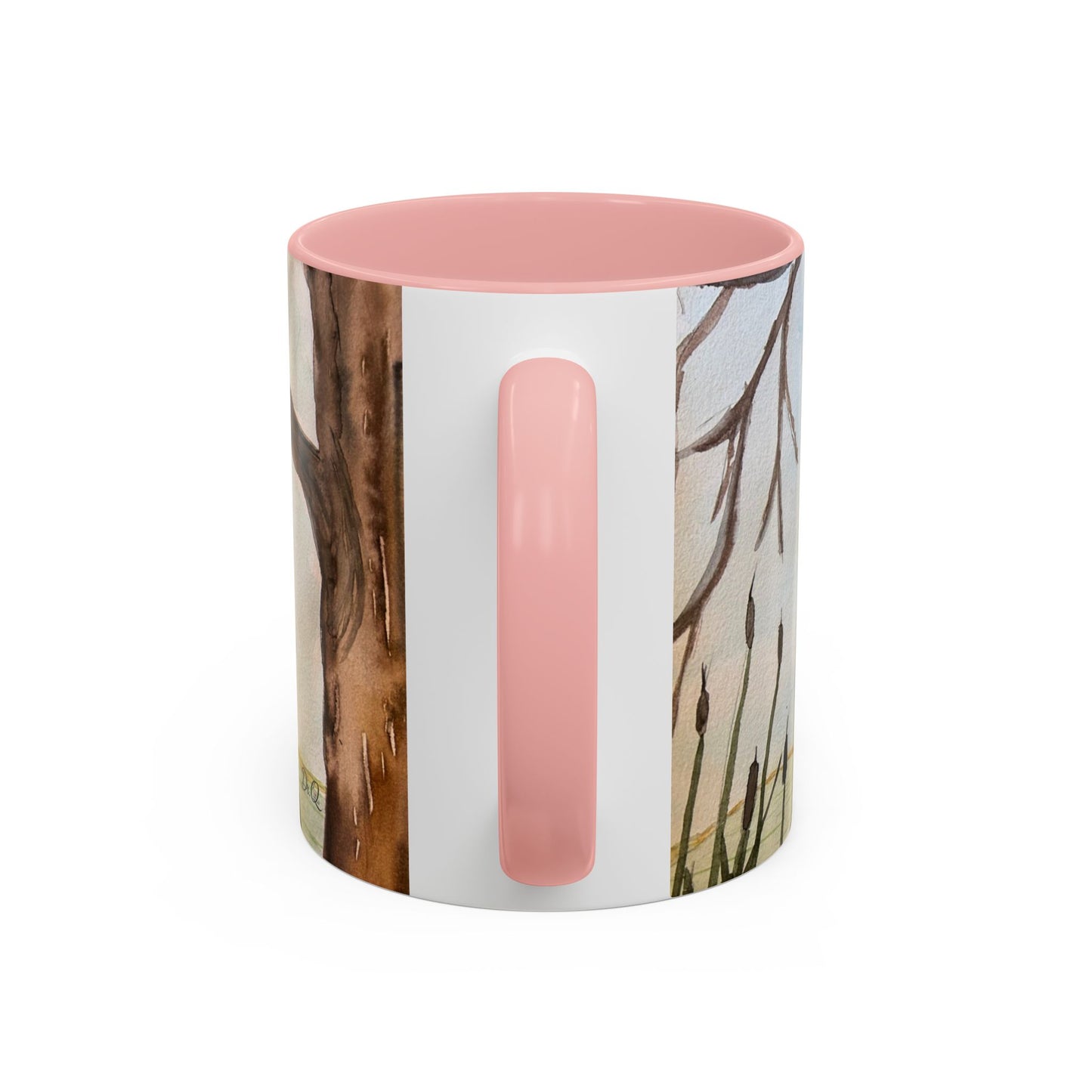 Green Heron Watercolor Accent Coffee Mug — Nature Bird Watercolor (11/15oz)