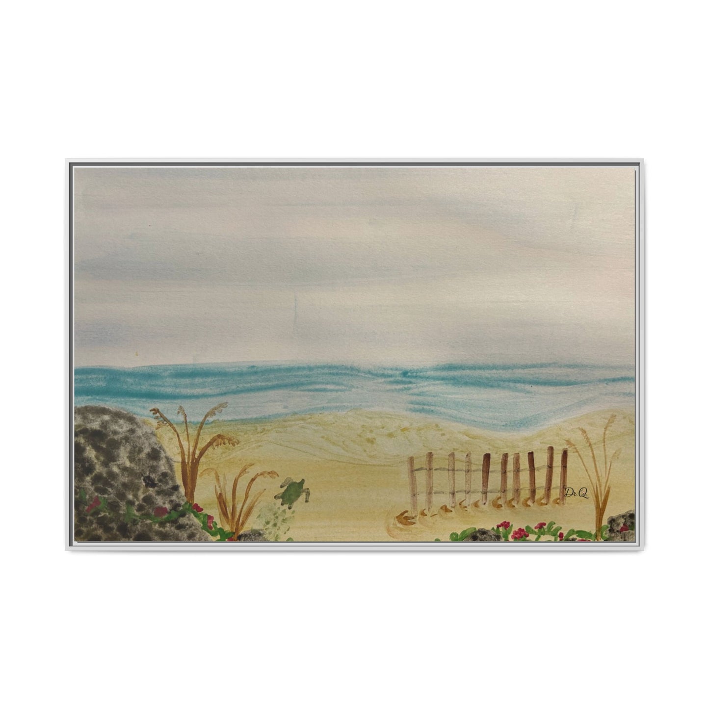 Coastal Beach Scene Matte Canvas Print (Framed)