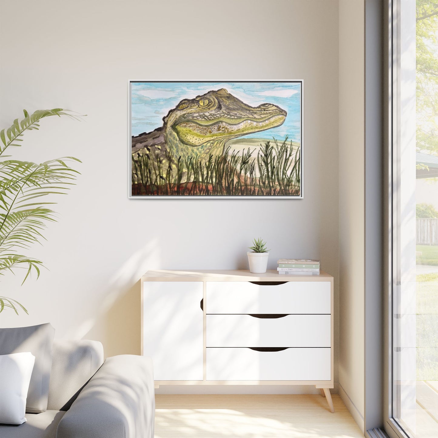 Texas Gator "Big Padre" Alligator Wall Art — Framed Matte Canvas Print