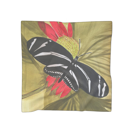 Butterfly Floral Poly Scarf - Elegant Accessory for Women