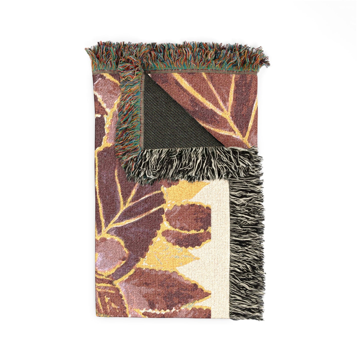 Coleus Botanical Leaves Woven Blanket — Autumn Palette Throw by Dr. Q