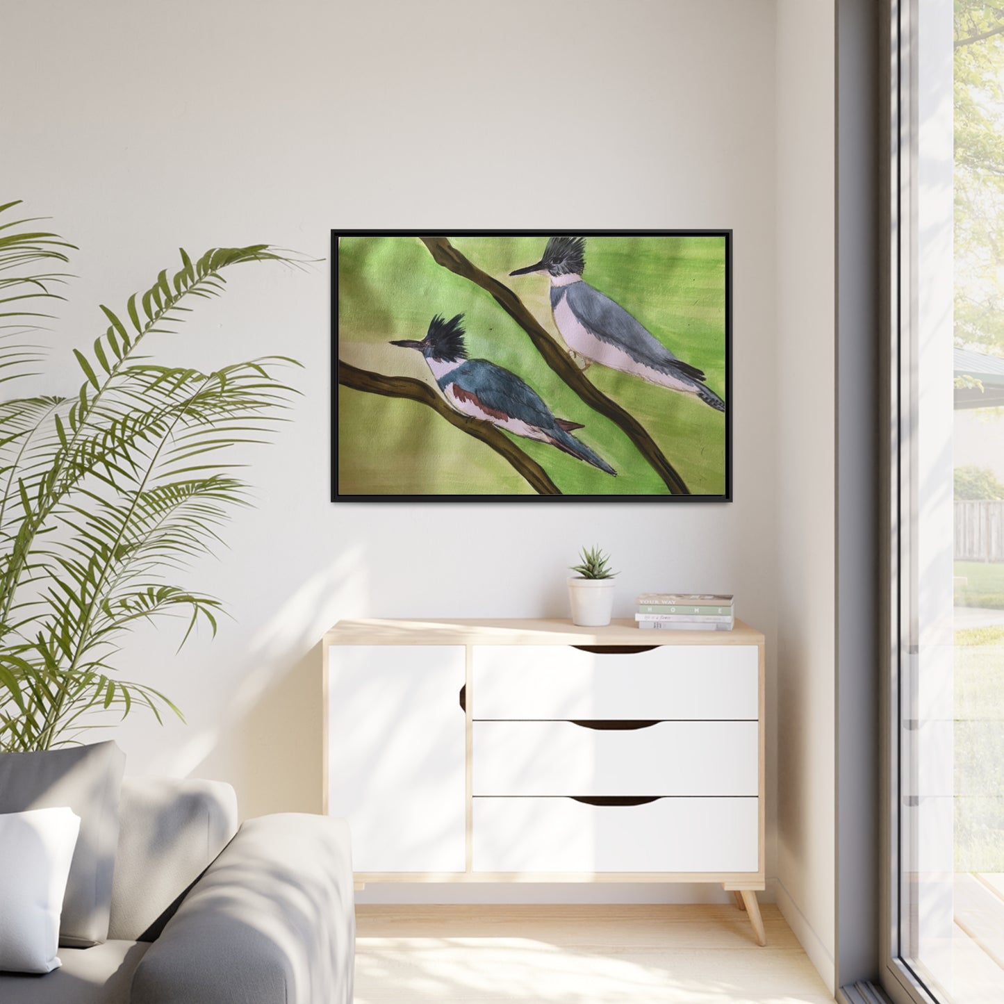 Belted King Fisher Matte Canvas, Black Frame