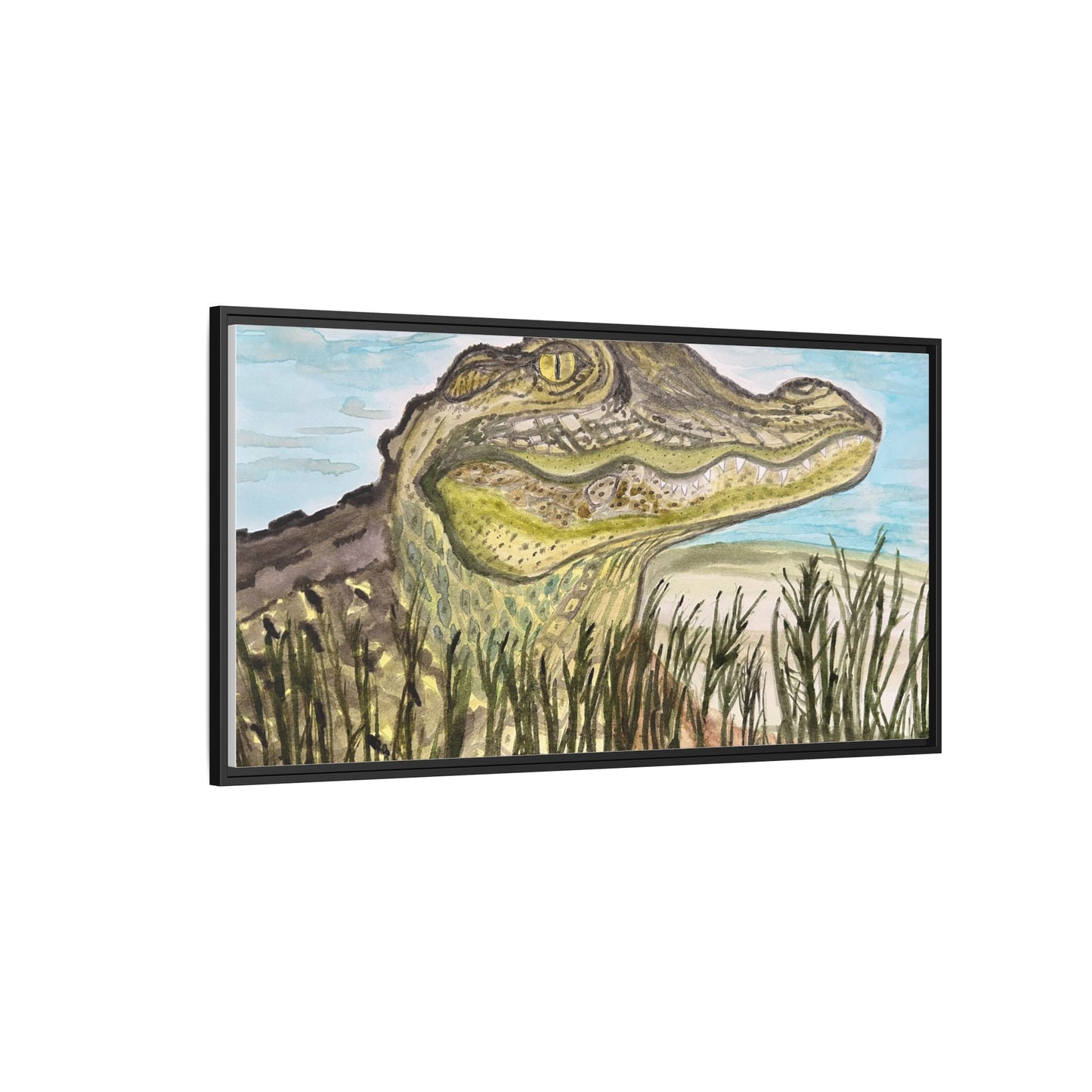 Texas Gator "Big Padre" Alligator Wall Art — Framed Matte Canvas Print
