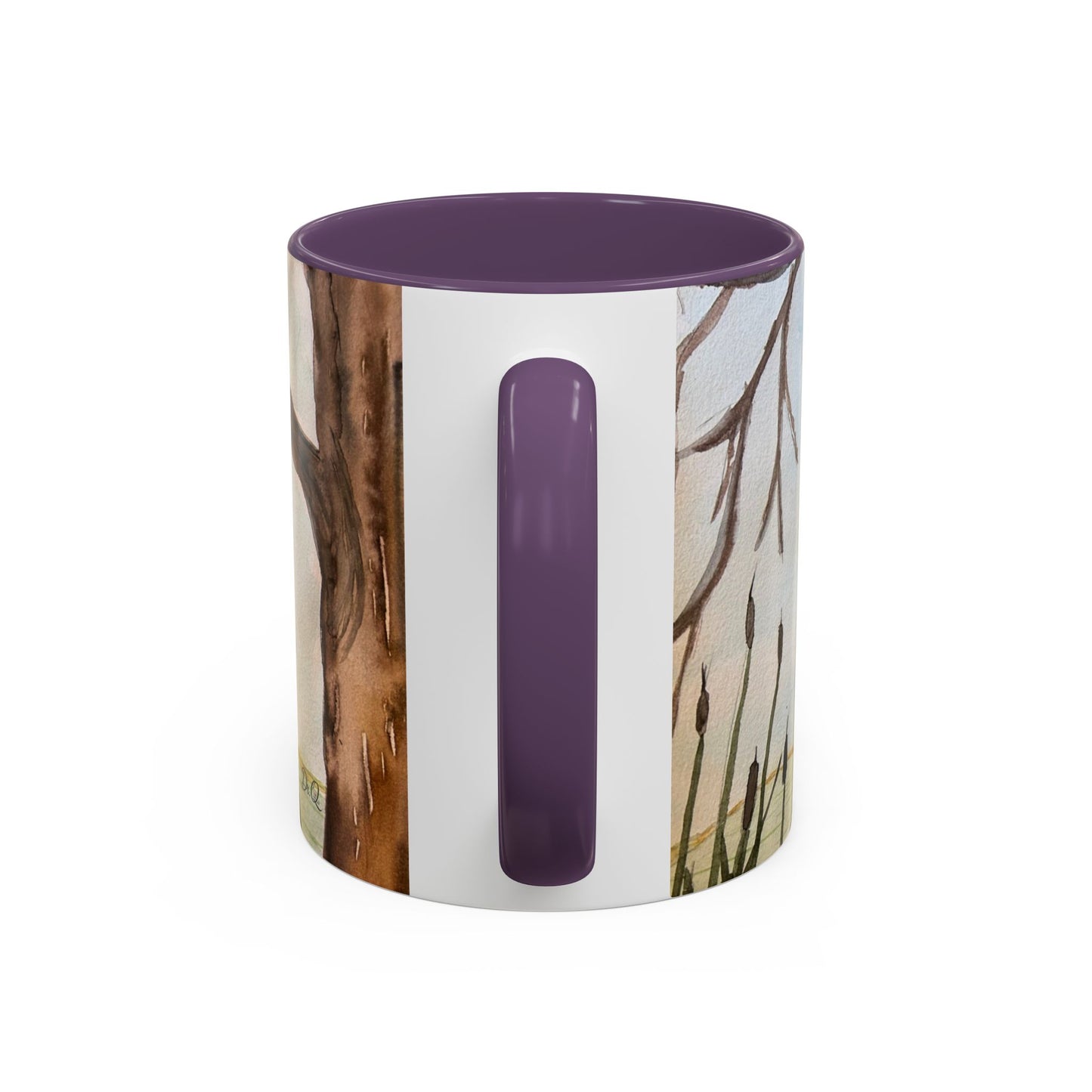 Green Heron Watercolor Accent Coffee Mug — Nature Bird Watercolor (11/15oz)