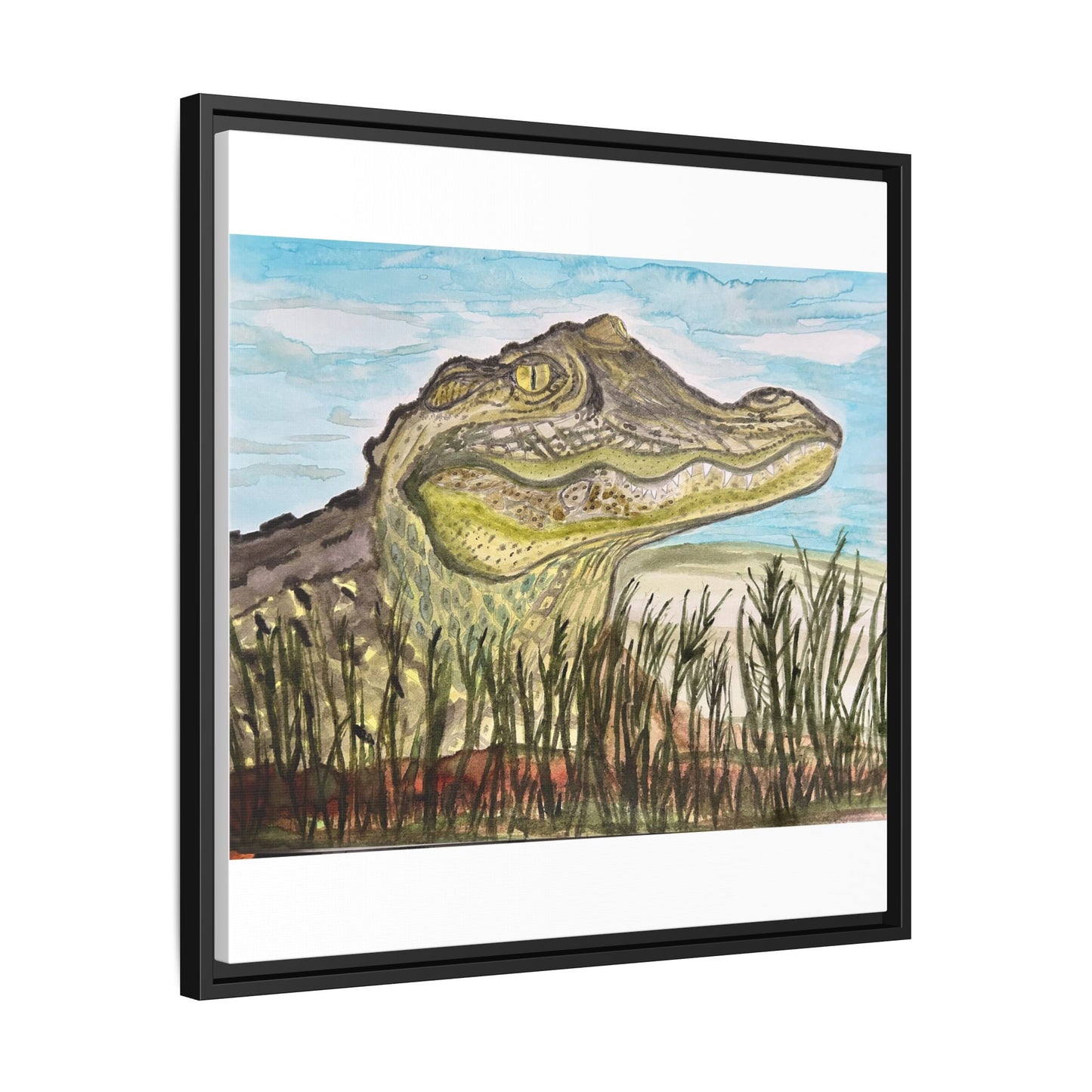 Texas Gator "Big Padre" Alligator Wall Art — Framed Matte Canvas Print
