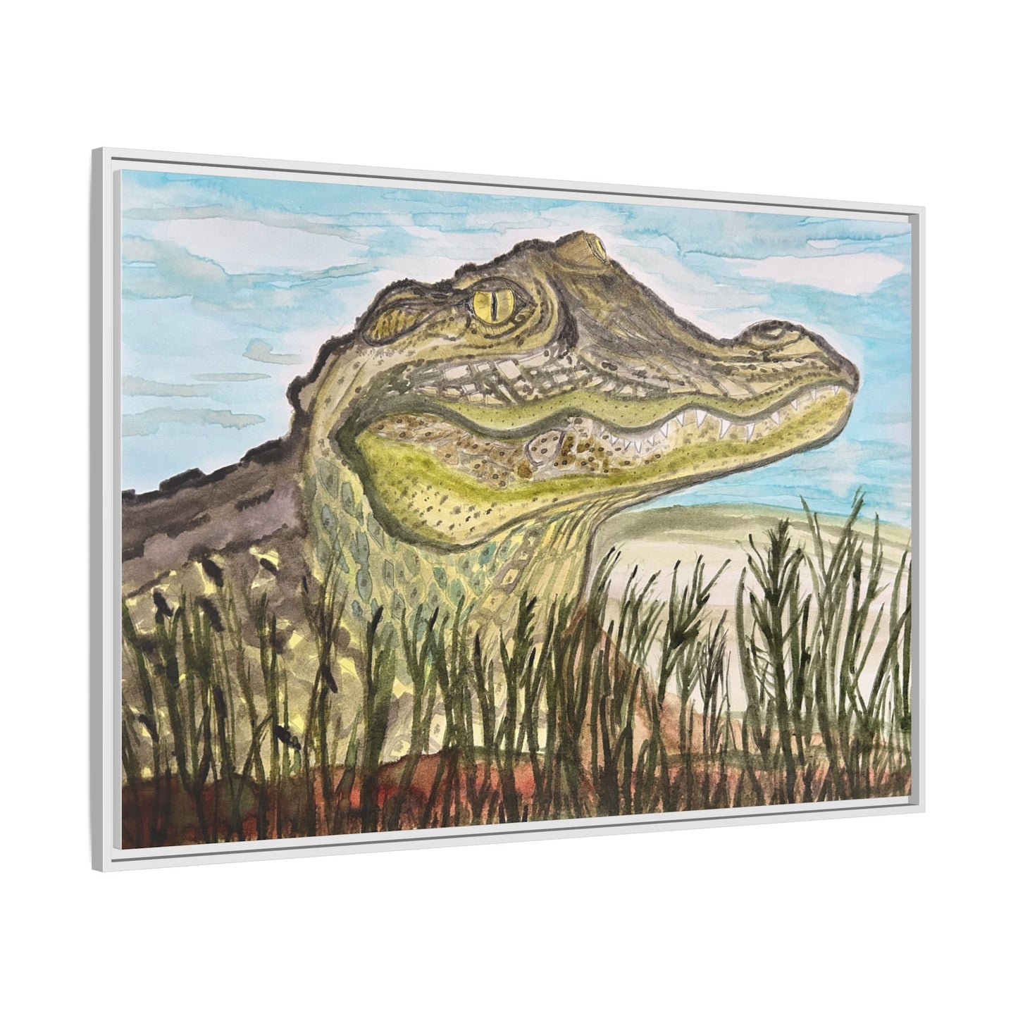 Texas Gator "Big Padre" Alligator Wall Art — Framed Matte Canvas Print
