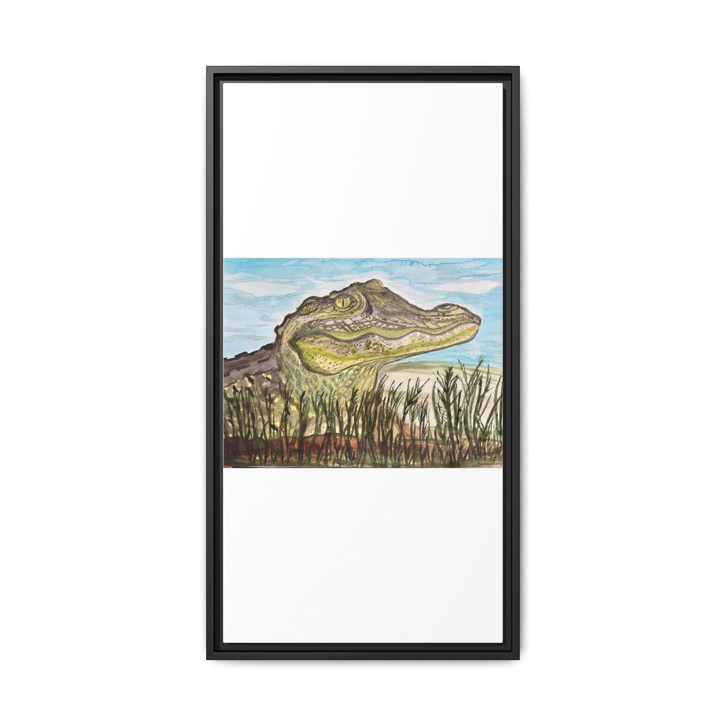 Texas Gator "Big Padre" Alligator Wall Art — Framed Matte Canvas Print