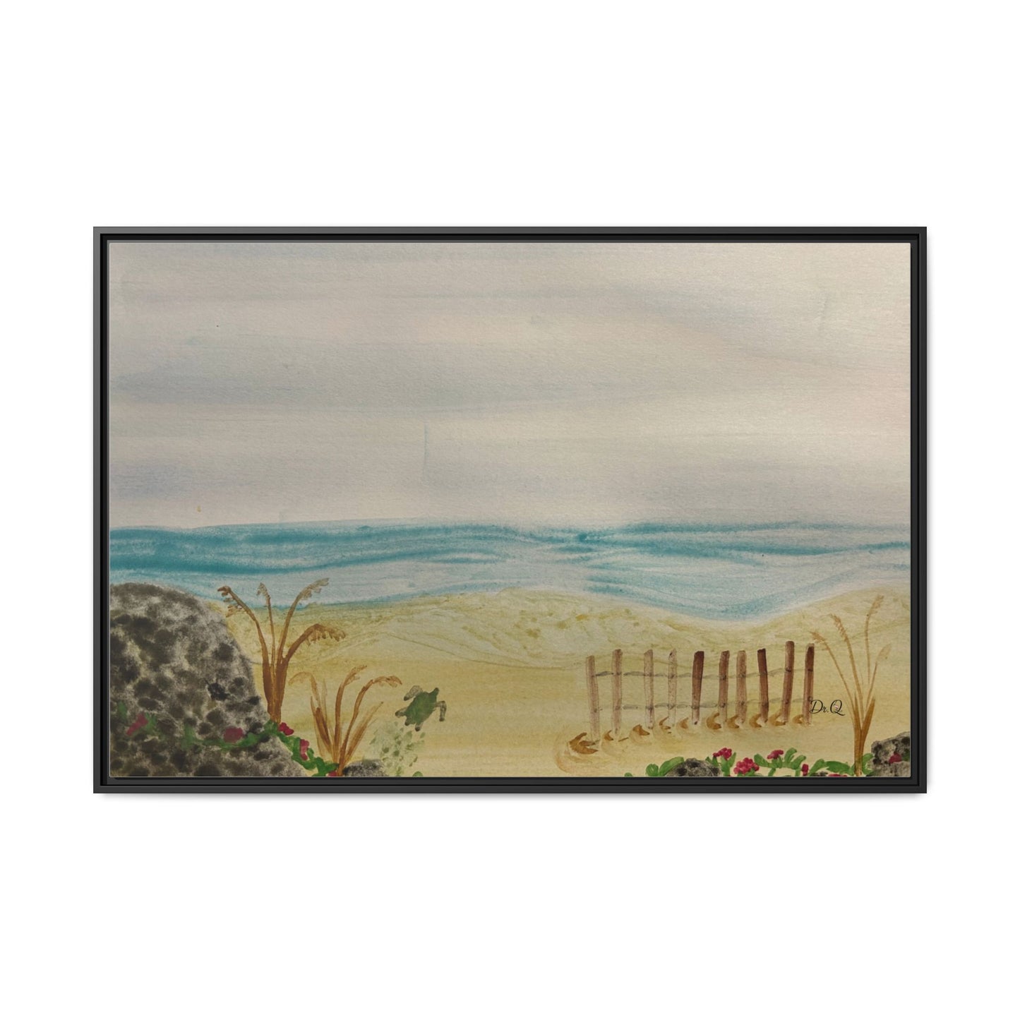 Coastal Beach Scene Matte Canvas Print (Framed)