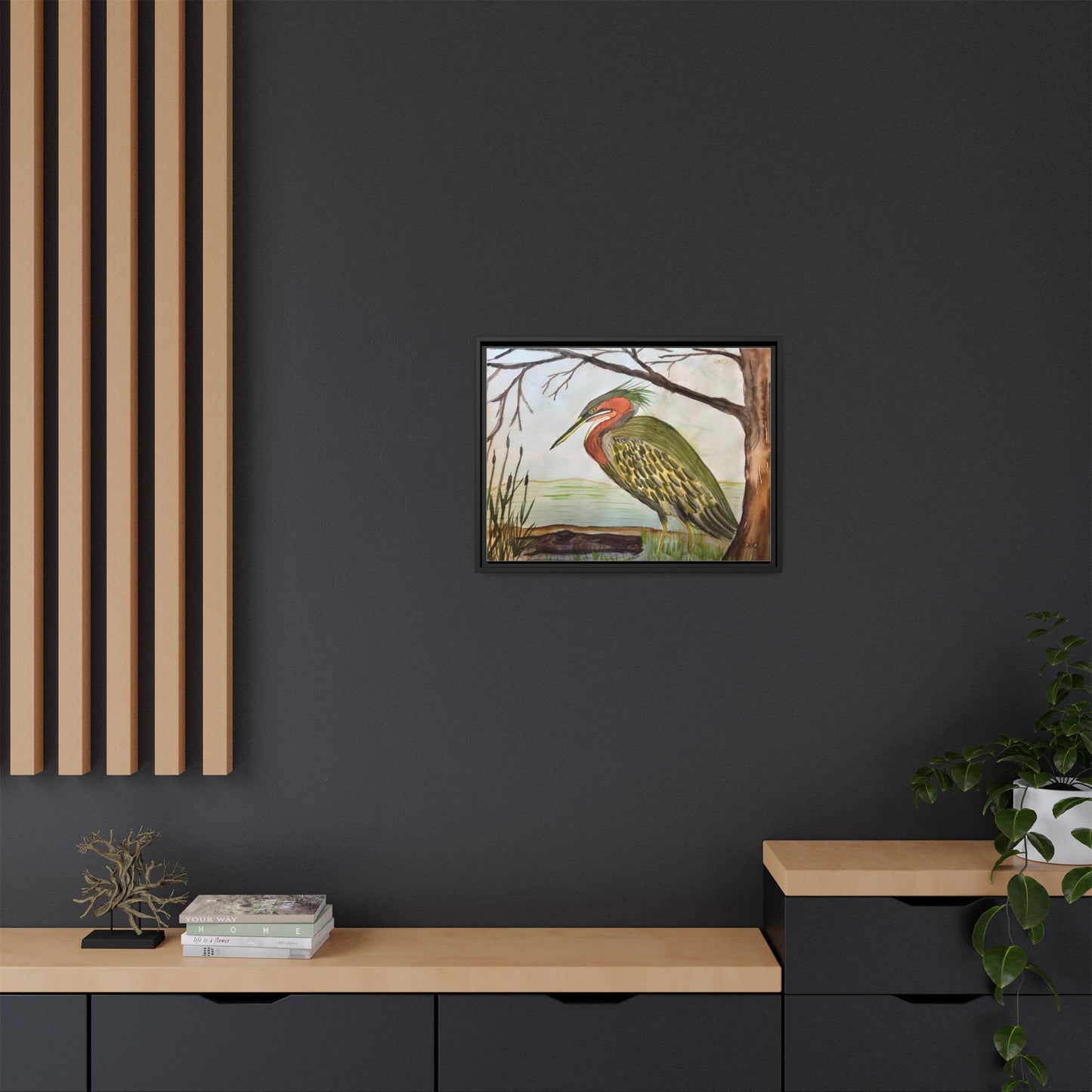 Green Heron Wetlands Print on Canvas